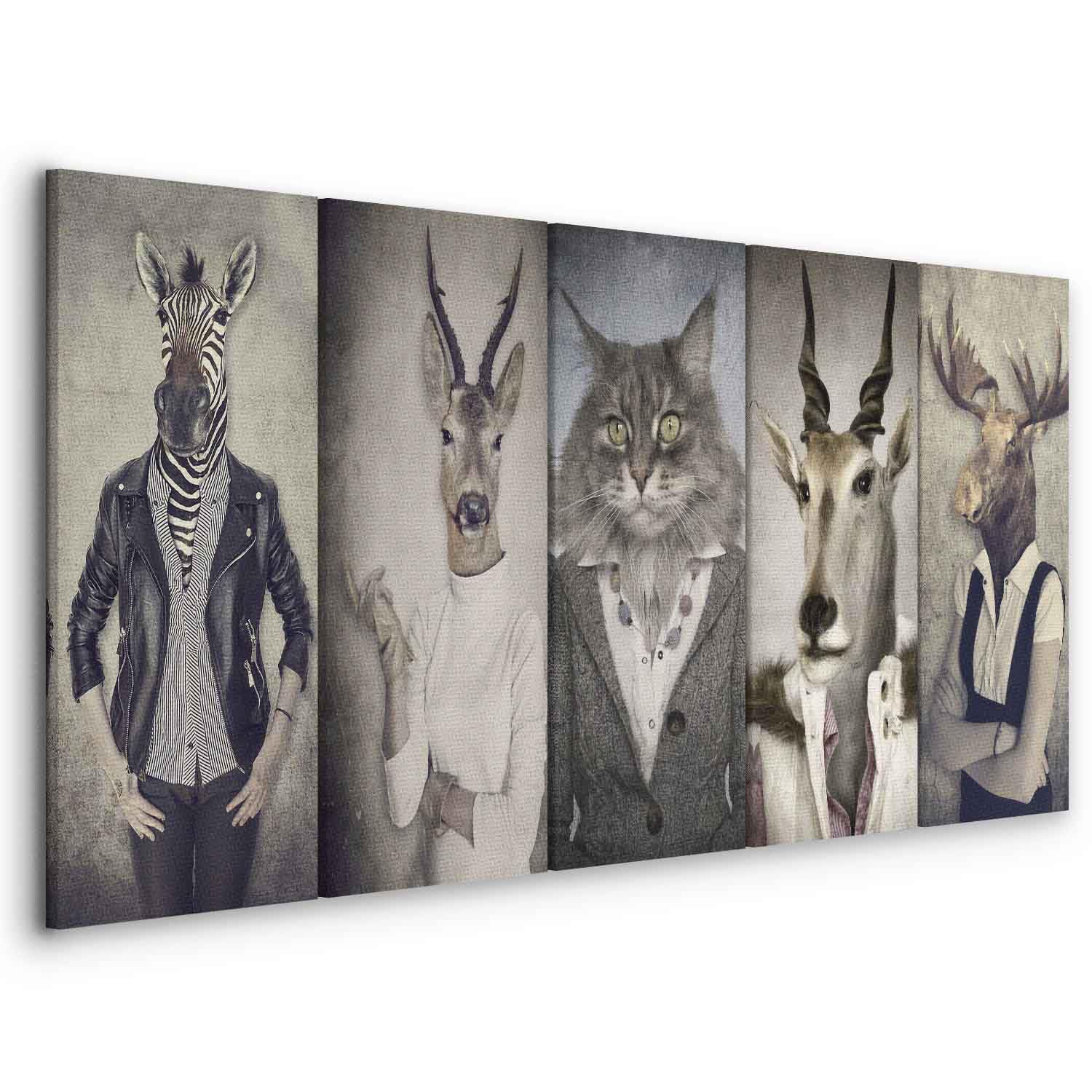 murando - Cuadro en Lienzo Ciervo 225x90 cm 5 piezas - Impresión en material tejido no tejido cuadros decoracion salon modernos lienzos decorativos - Naturaleza Animale Paisaje g-B-0041-b-m
