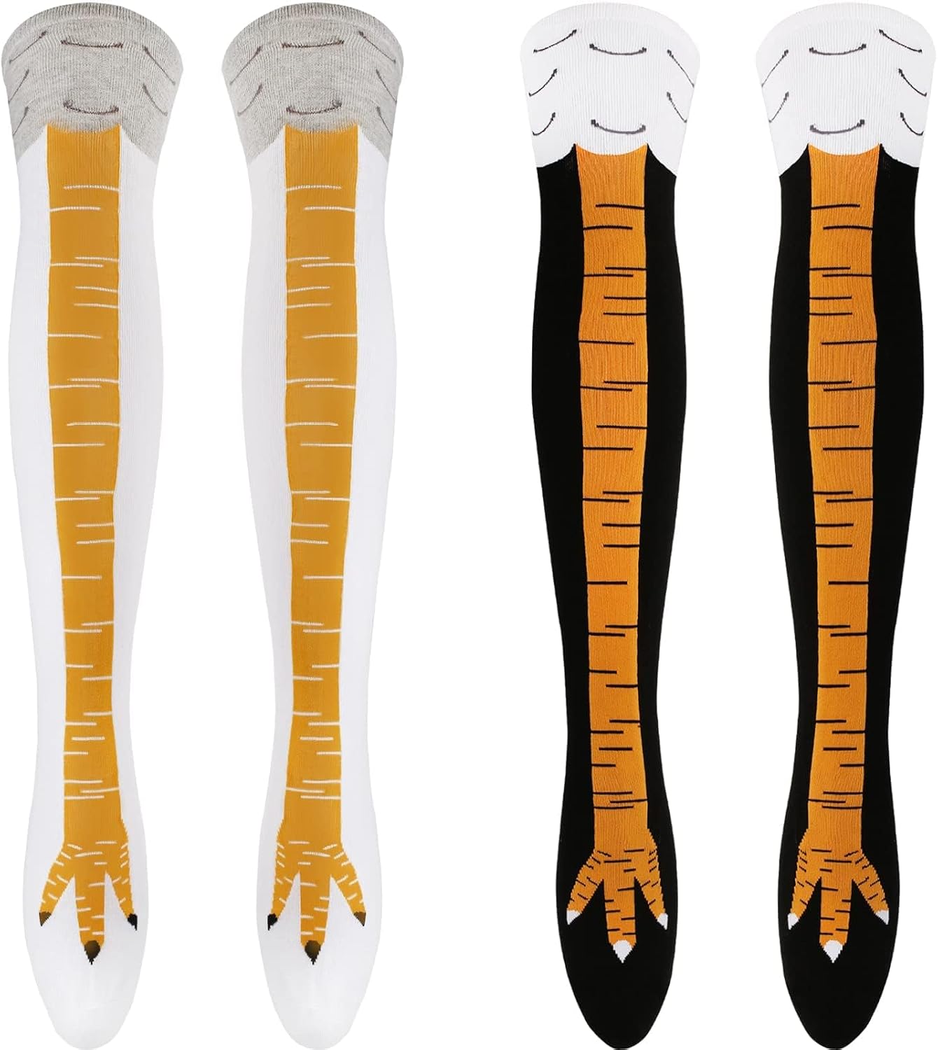 Chicken Leg Socks, Chicken Feet Stockings, Funny Chicken Socks Women, Cotton Knee Thigh High Socks Novelty Pattern Athletic Socks for Women Girls Striped Cosplay Socks Funny Gifts (Standard, 2Pcs)