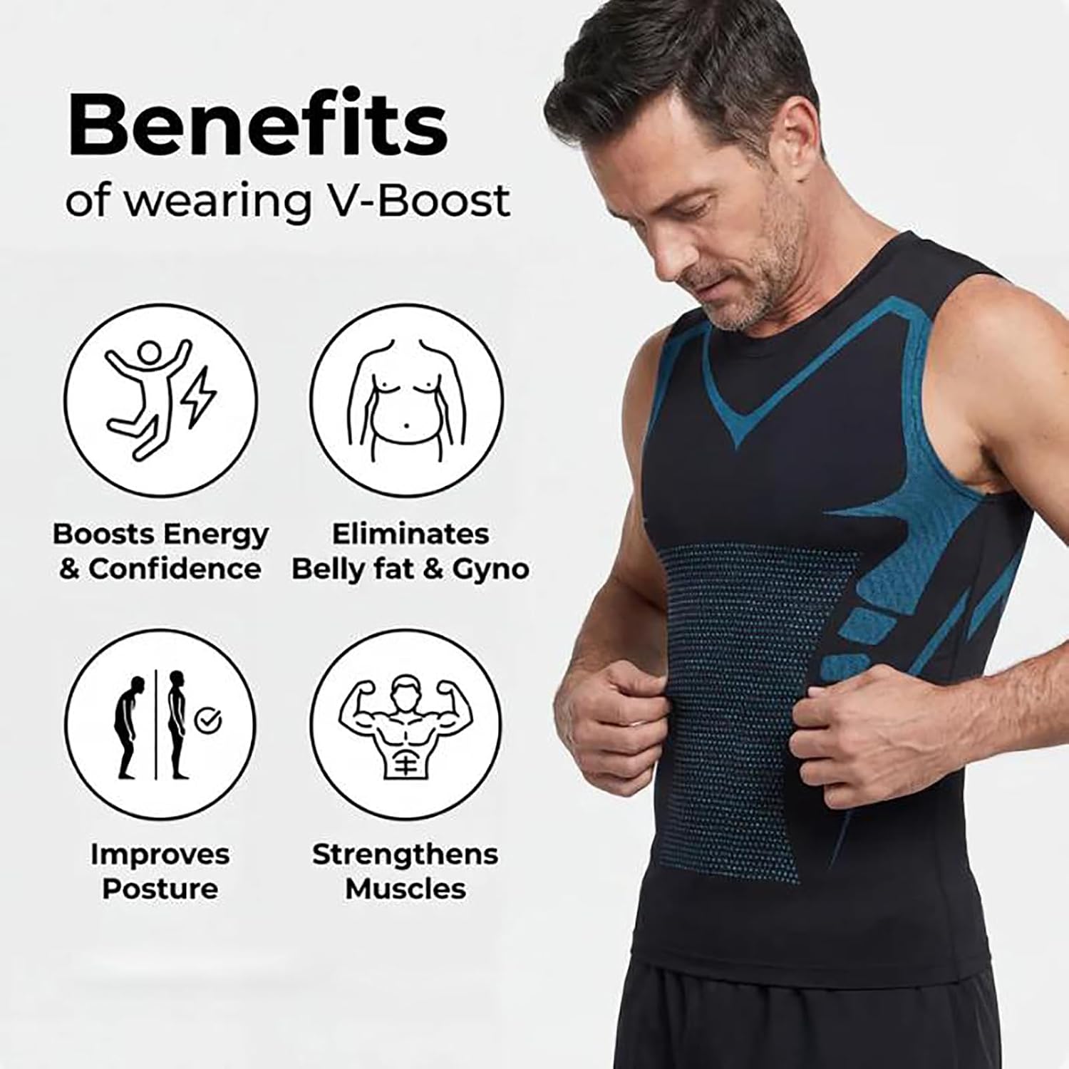 V Boost V2 Compression Shirt Men, Feel the Power of Confidence, Energy & Strength
