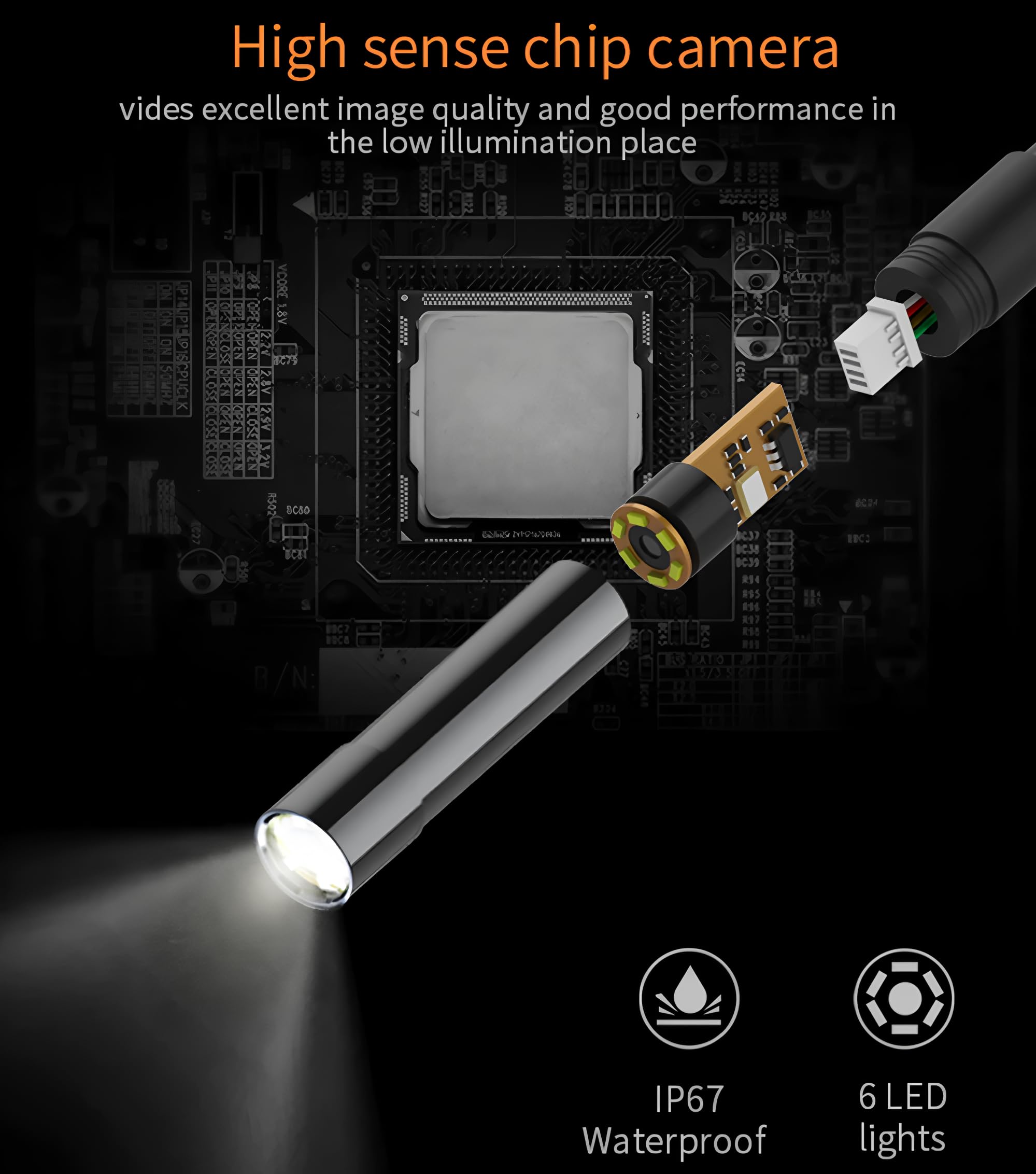 NTS300 Cámara de inspección de 5.0 Pulgadas Endoscopio Industrial Digital Cámara 1080P HD cámara de inspección de tuberías de desagüe Borescopio (Lente única-5.5mm-3m)