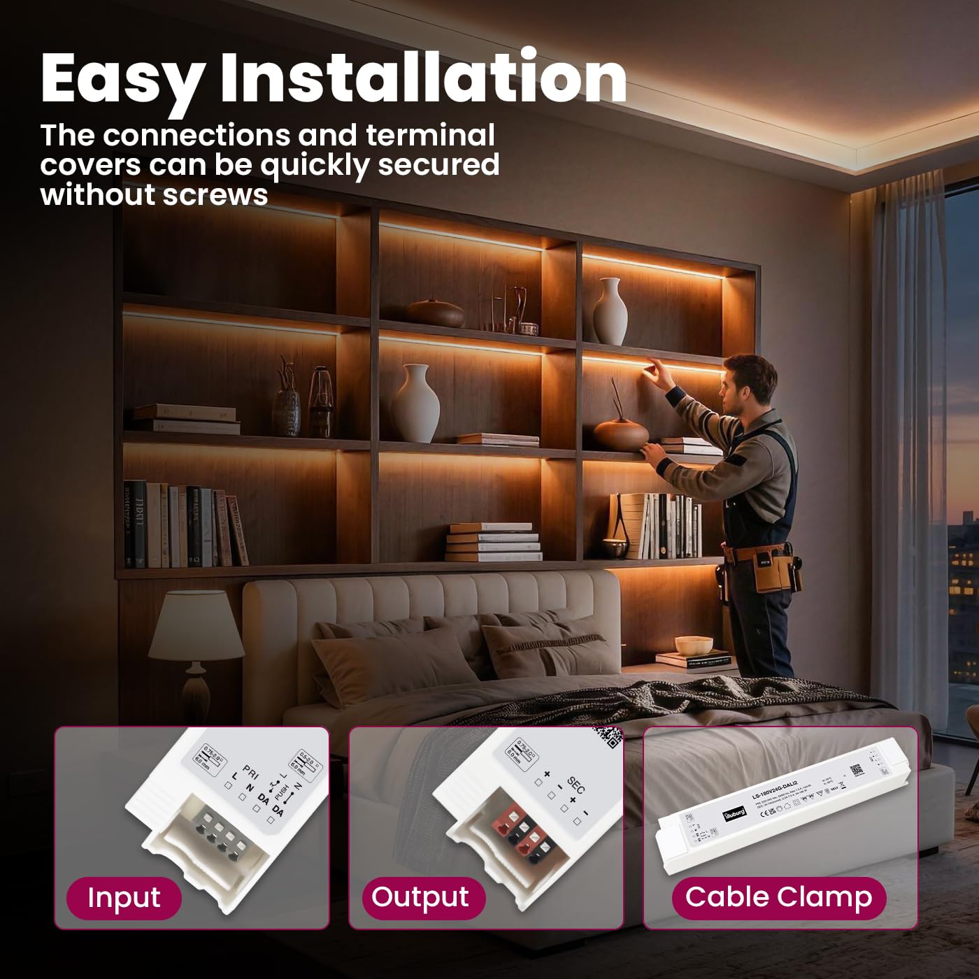 Transformador LED 24V 54W - 180W Regulable DALI PUSH Sin Parpadeo LED Alimentador Fuente de Alimentación