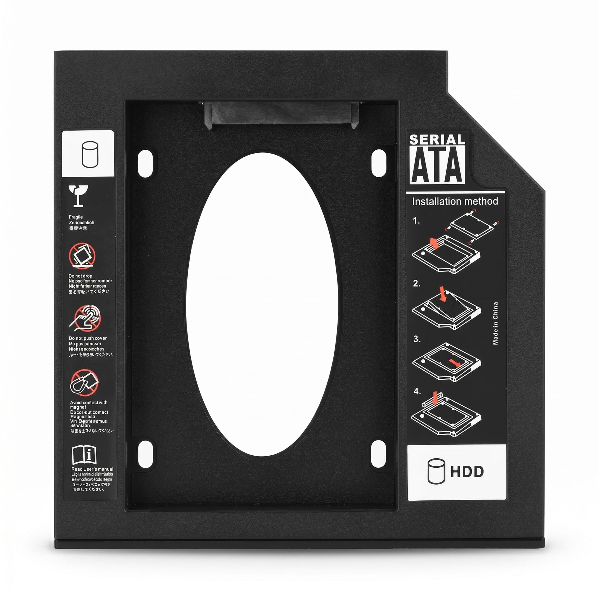 Bewinner 2,5-calowy dysk twardy SATA HDD SSD adapter Drugi dysk twardy obudowa dla kieszeni 9,5 mm / 12,7 mm optyczny adapter DVD do laptopa CD/DVD-ROM (9,5 mm)