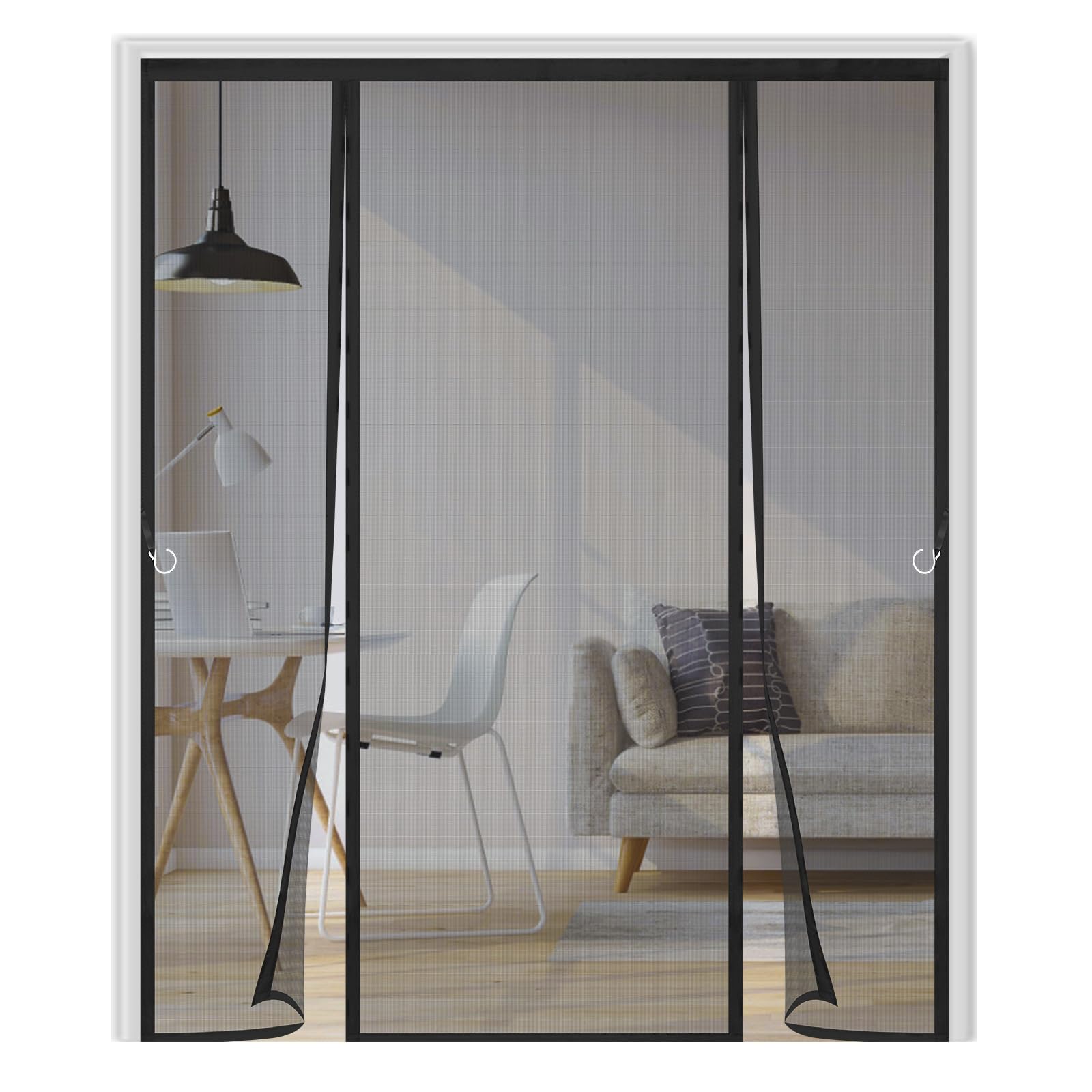 Zanzariera Magnetica per Porta,Doppia Apertura Laterale Tenda Zanzariera Porta,Si Chiude da Sola,per Porte da Balcone, Terrazze, camera da letto,150x250cm,Nero