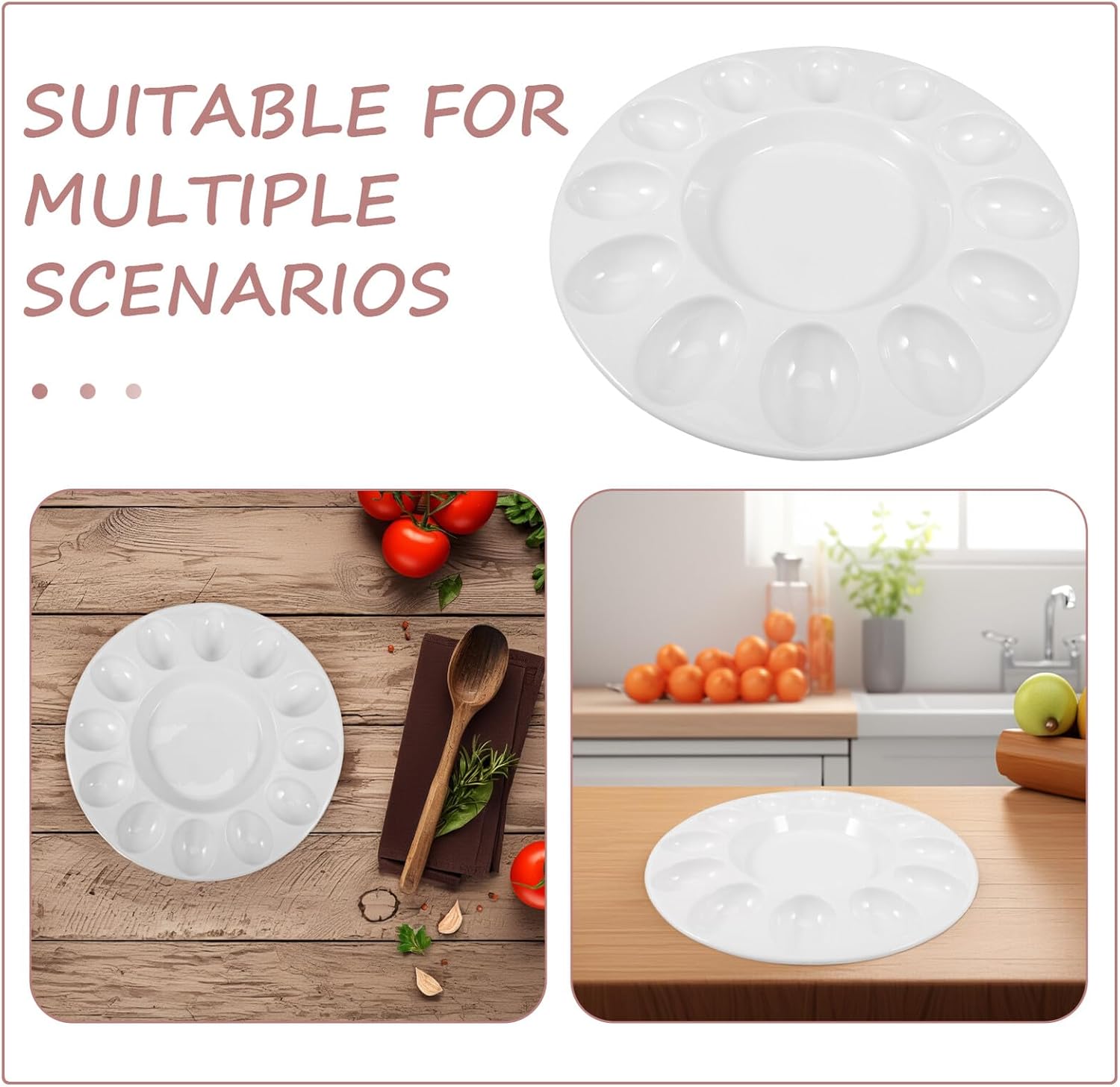 Ceramic Deviled Egg Tray Platter White Easter Egg Serving Dish for Party Dining Table Refrigerator Storage