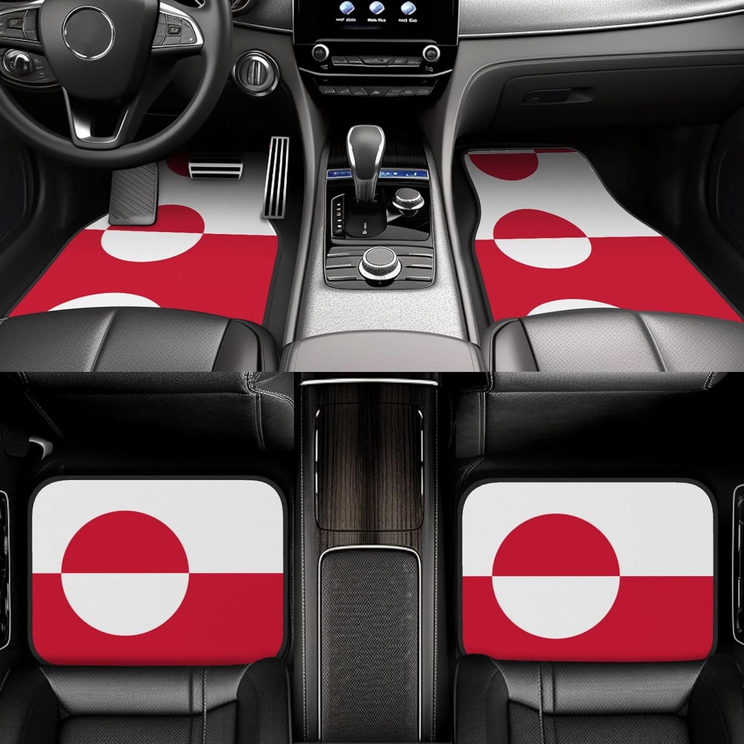 Greenland flag Patterned car mats 4-piece set | For cars/SUVs/trucks | Firm fit without displacement