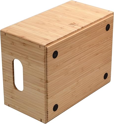 Miniatura 3 de MobileVision Caja de almacenamiento de bambú con organizador apilable frontal abierto para usar en armarios, dormitorios, cocinas, hogar y oficina,