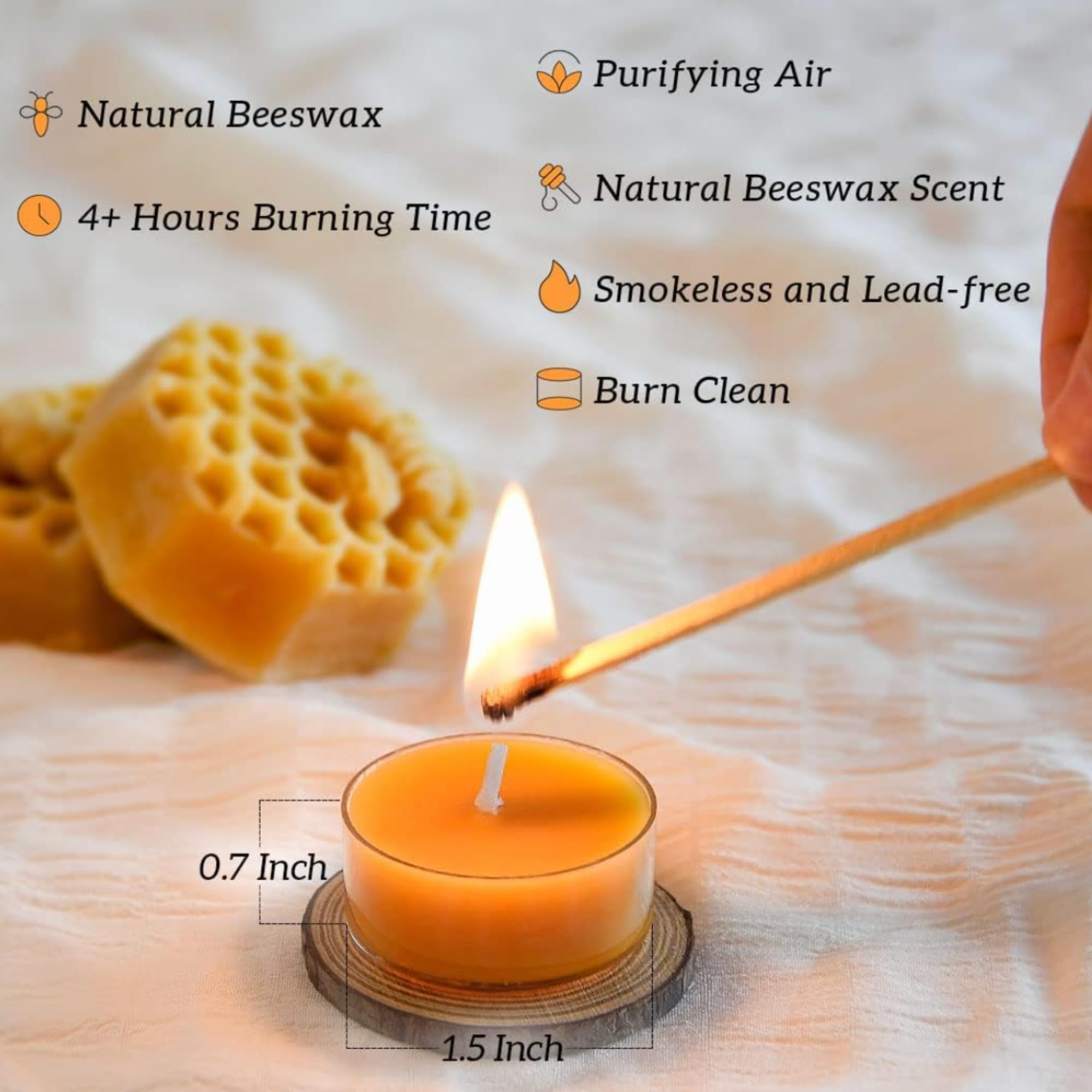 24 SZT Podgrzewacz Tealight z wosku pszczelego 100% czysty wosk pszczeli (po 4 godziny palenia) Wszystkie naturalne, ręcznie robione,bezzapachowe Świece o zapachu miodu Świece Do Spa, Jogi, Medytacji