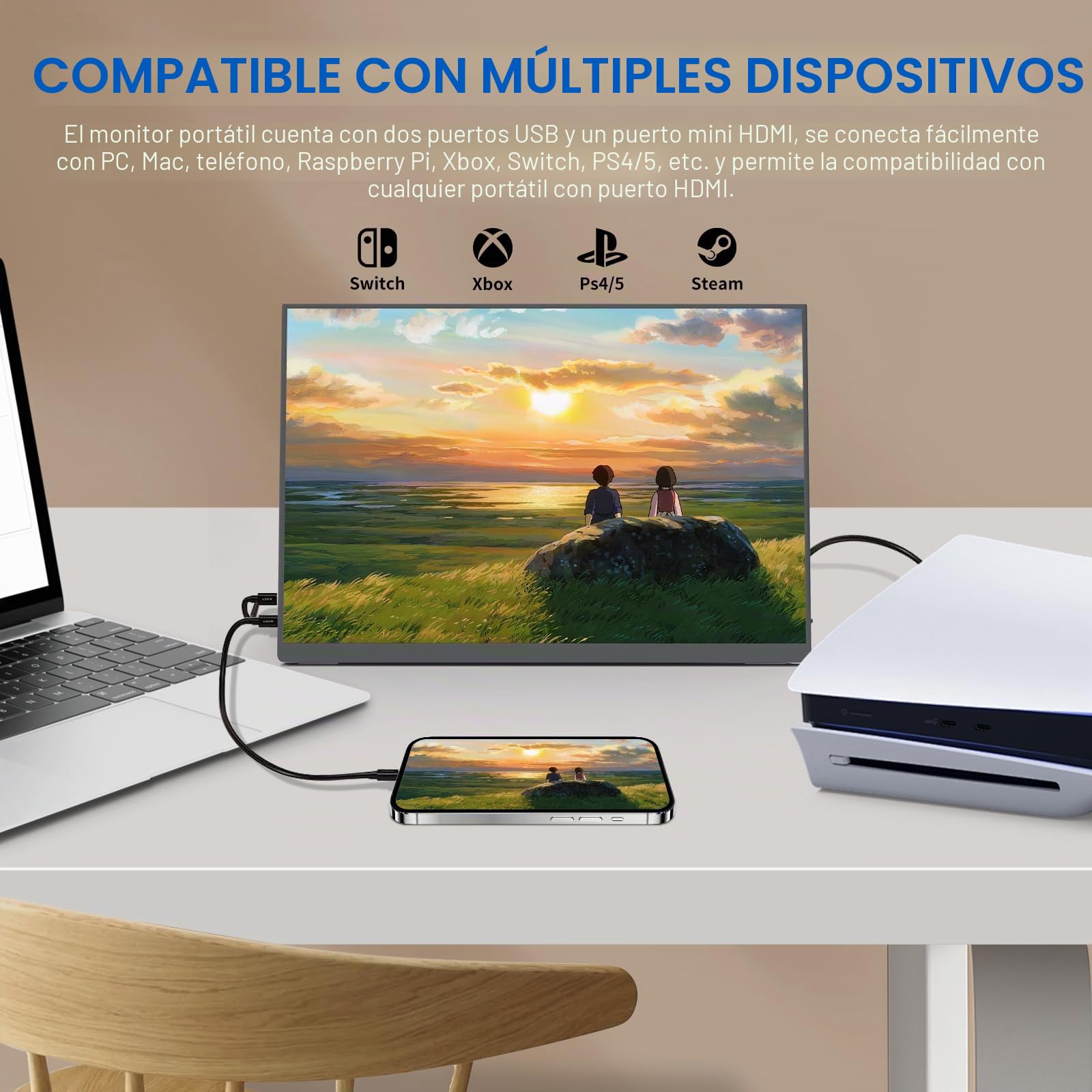 Monitor portátil de 10.5 pulgadas, 60 Hz, 1920 x 1200 FHD IPS con USB-C Mini HDMI