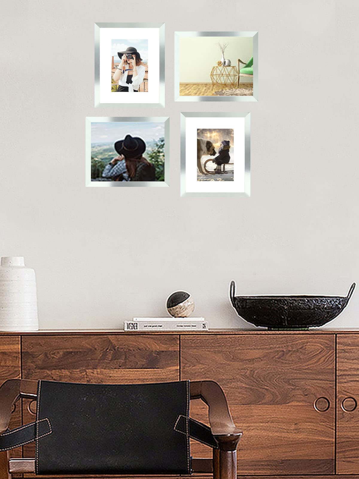 Picrit 8x10 Picture Frame Set of 12, Display 5x7 with Mat or 8x10 Without Mat, Photo Frames for Wall Mounting or Table Top Display, Silver.