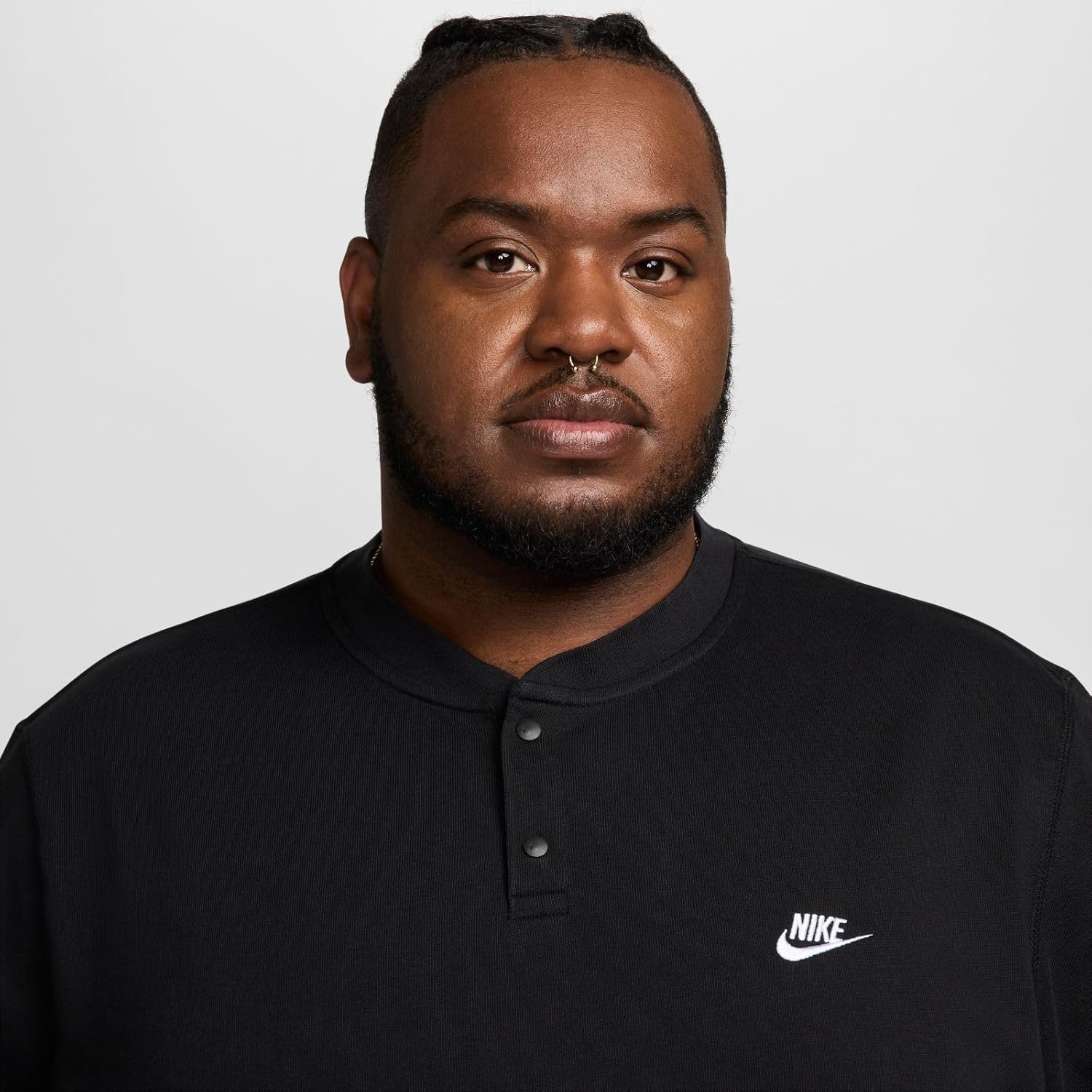 Nike Club Erkek Uzun Kollu Henley Tişört (Siyah/Siyah/Beyaz, FZ6630-010) Beden: Büyük