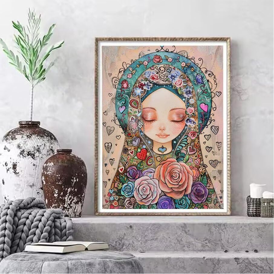 Kit Peinture Diamant 50x70cm Anti-Stress : Broderie Diamant Roses DIY