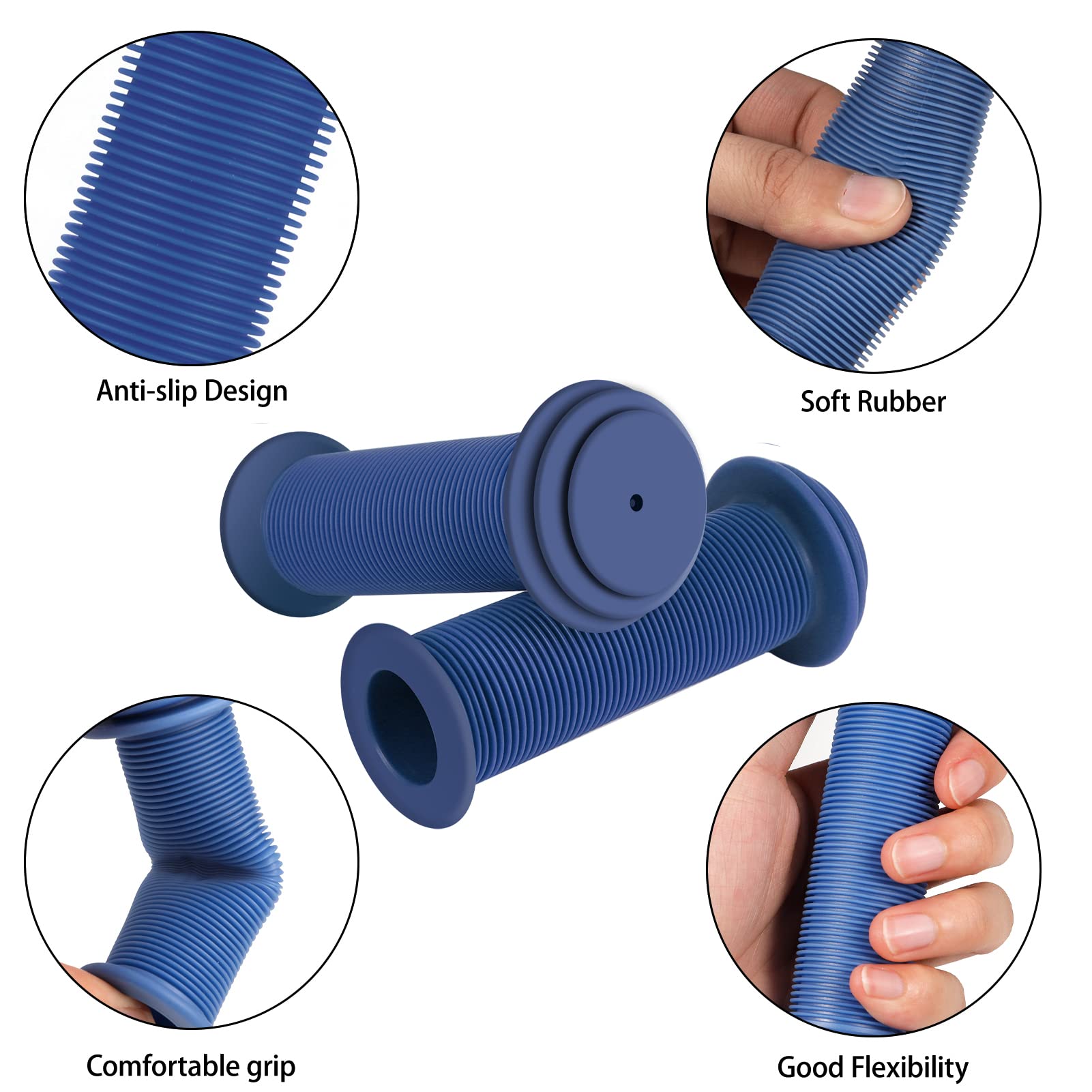 RosewineC Bike Handlebar Grips Soft Non-Slip Bicycle Handle Grips Children's Bike Handlebars Scooter Handle Grips Rubber Handle Cover Universal Kids Bike Grips for Kids Boys Girls(Blue) - Image 3