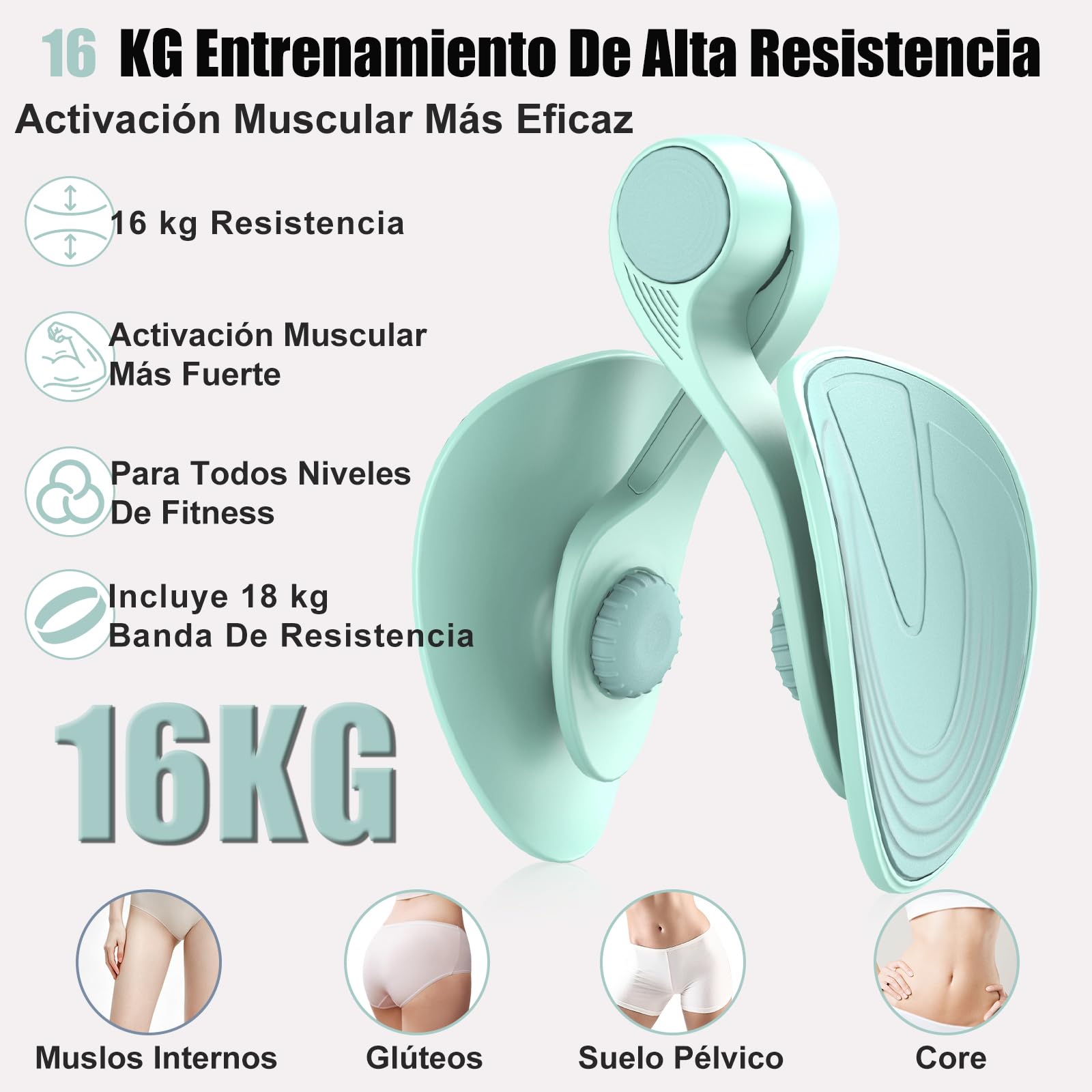 Ejercitador de Piernas y Suelo Pélvico 16KG y 22KG Máquina para Ejercicio en Casa Fortalecedor de Glúteos Entrenador Kegel con Banda Tonificador de Muslos Equipo de Musculación para Mujeres y Hombres