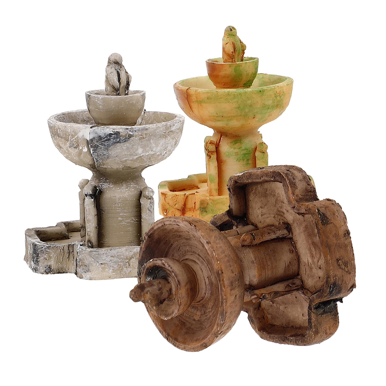 CIMAXIC Miniature Garden Water Fountain Decor 3pcs Resin Mini Landscape Ornaments