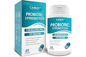 Probiotics 120 Billion CFUs 18 Probiotic Strains, 3 Prebiotics & Digestive Enzymes