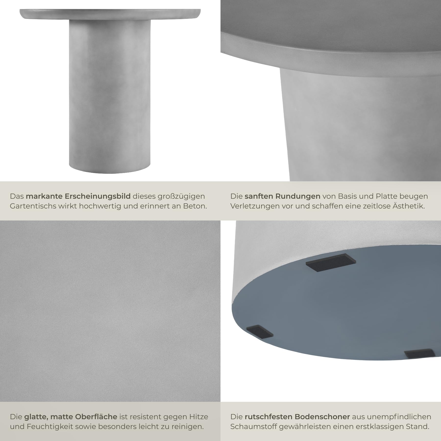 tectake® in- und Outdoor Beistelltisch, Tisch rund als Tisch Wohnzimmer, Indoor, Outdoor und Garten, runder Esstisch, Küchentisch, Gartentisch wetterfest, Balkontisch