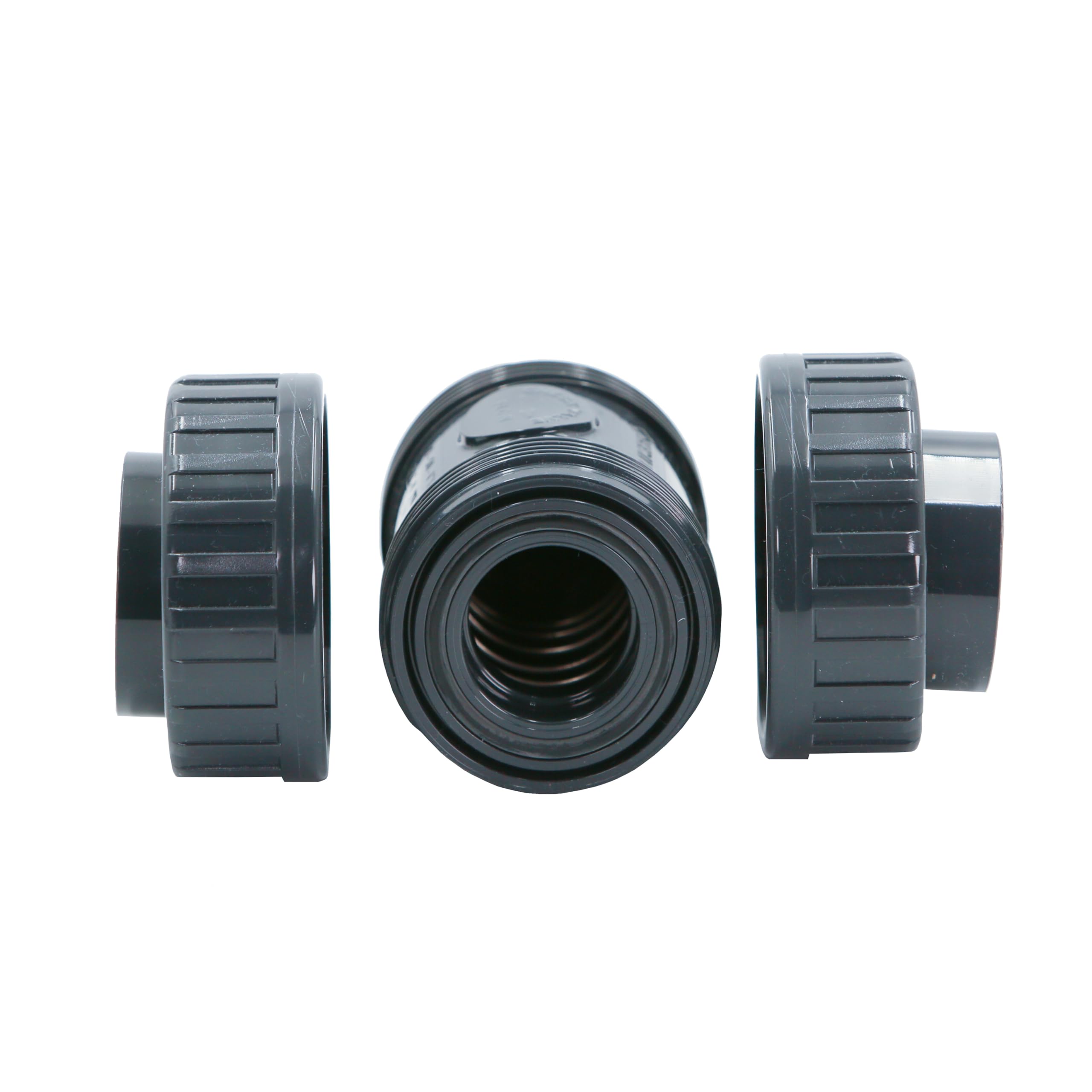 HAF® 2 x zawór zwrotny PCW szary z 2 x 50 mm mufą klejącą | obciążony sprężyną | stożkowy zawór zwrotny z szarego PVC U do wszystkich rurociągów | Jakość: Made in Europe - ilość: 2 sztuki