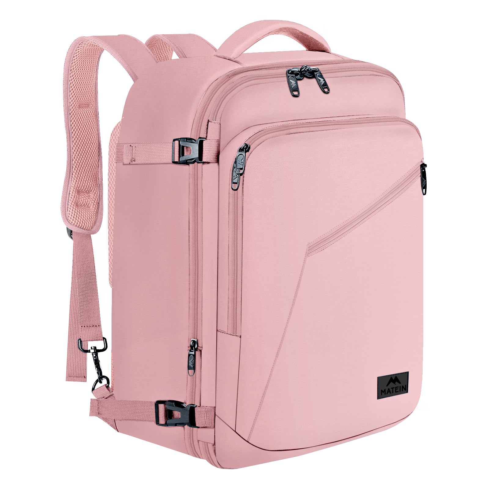 MATEIN Womens Travel Backpack, Extra Large Carryon Backpack for Airplane | Cute Weekender Daypack for Women, Traveling Accessories, Fit Overhead Bin, Water Resistant, Gifts for Frequent Traveler, Pink