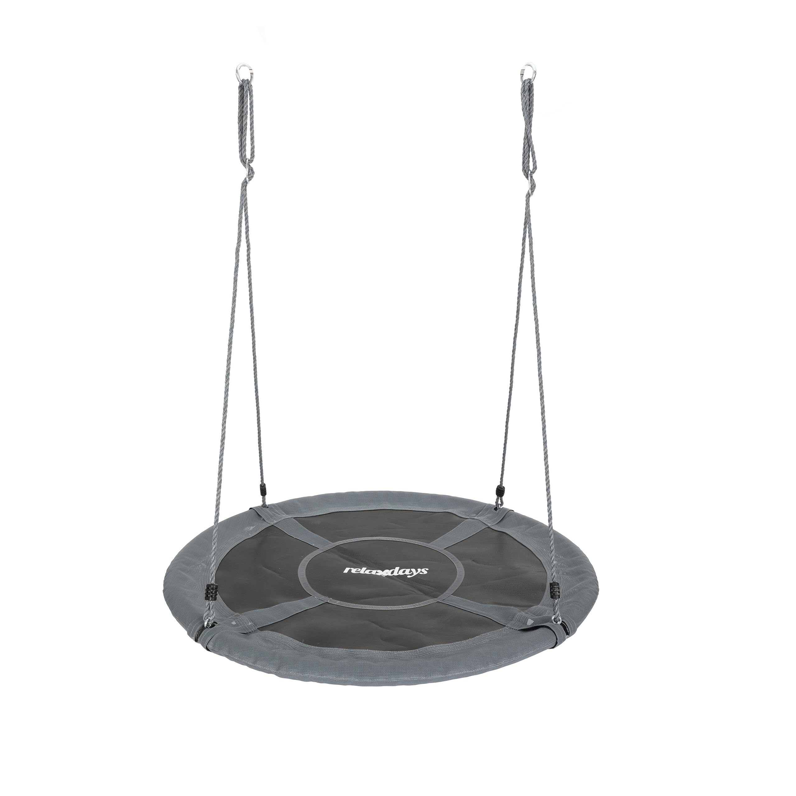 Relaxdays Round Hanging Nest Swing, XXL, Up to 300kg, Adjustable, Outdoor, Grey, 120cm Diameter