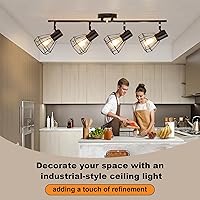 Vista 7 de LTBLIGHT Luminarias de pista de techo de 4 luces, kit de iluminación de pista ajustable, luz de techo de granja negra con base E26, focos
