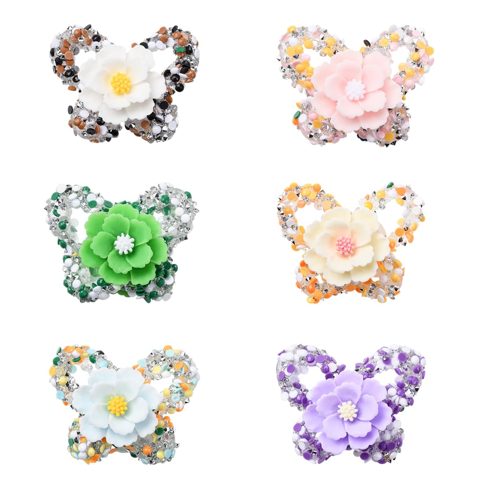 LEGENTLISUR 6Pcs Butterfly Focal Beads for Pens Opaque Sparkly Acrylic Rhinestone Beads for Bracelet Beadable Pens Keychain Jewellery Making Supplies
