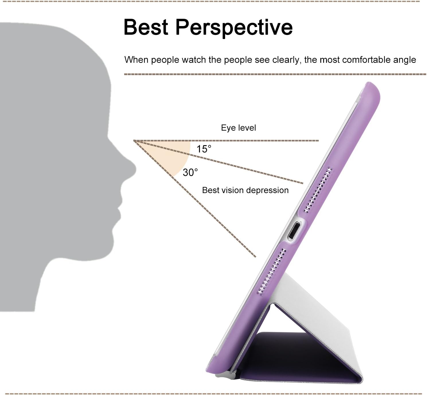 BESDATA Ultra Thin Magnetic Smart Cover (Wake/Sleep Function) & Clear Back Case for Apple iPad Mini 2 / Mini 3 (with Retina Display) + Screen Protector + Cleaning Cloth + Stylus, Purple - PT3105