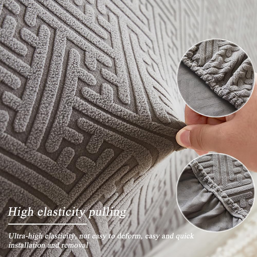 Stretch Bed Headboard Cover Full Queen King Size, Dustproof Bed Head Protector Cover, Washable Jacquard Headboard Slipcover for Bedroom Decor (Dark Gray, 78.7in/2.0m)