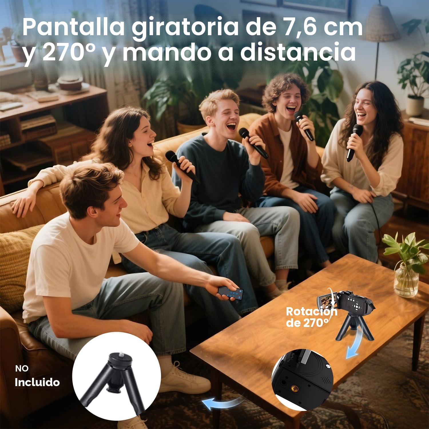Cámara de vídeo 4K 64MP Videocámara 18X Digital Zoom Camara Video, 3" 270° giratoria Pantalla Vlog Cámara para Youtube, Camcorder Video Camera con Tarjeta SD de 32 GB, Remoto, Batería