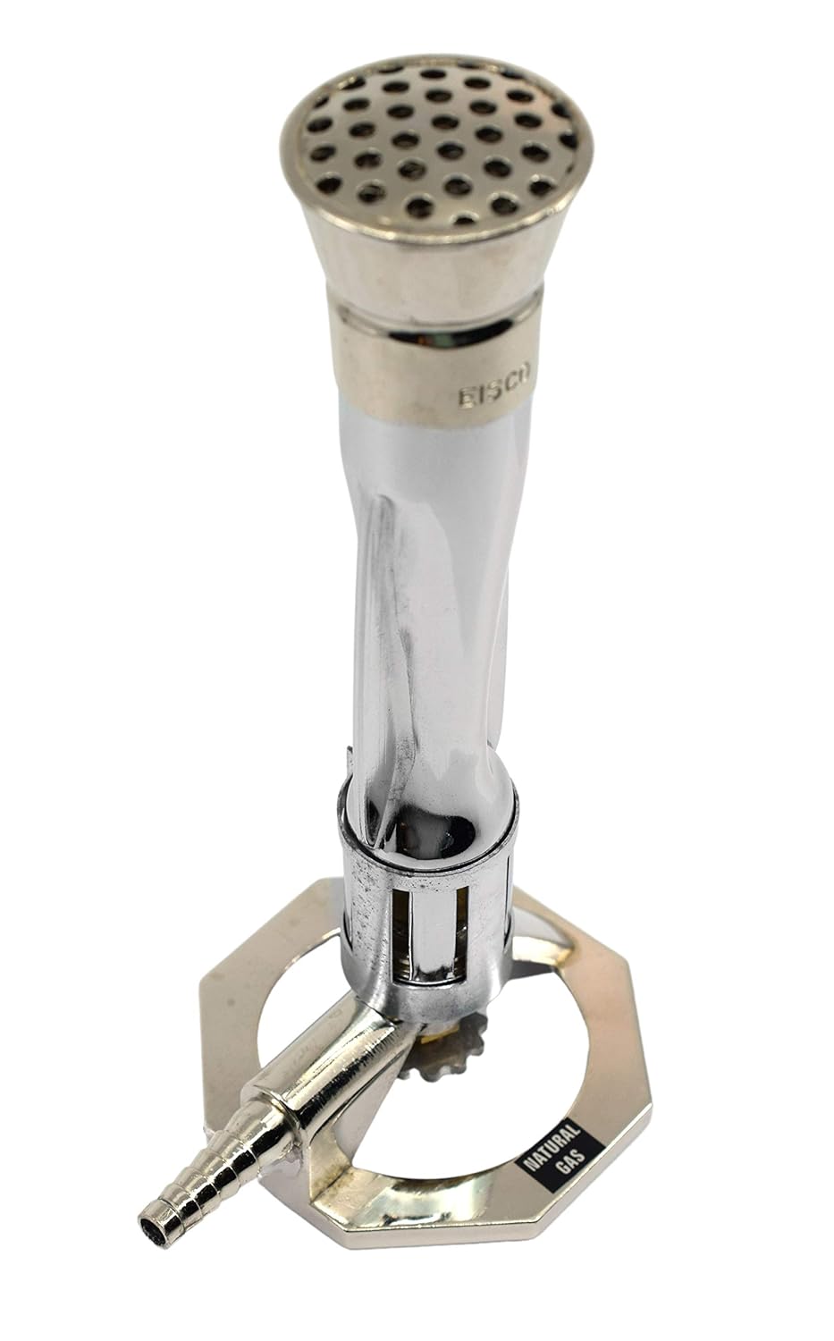 EISCO Meker Burner, Natural Gas - High Temperature Flame - Suitable for use with Natural Gas - Highly Stable Octagonal Base