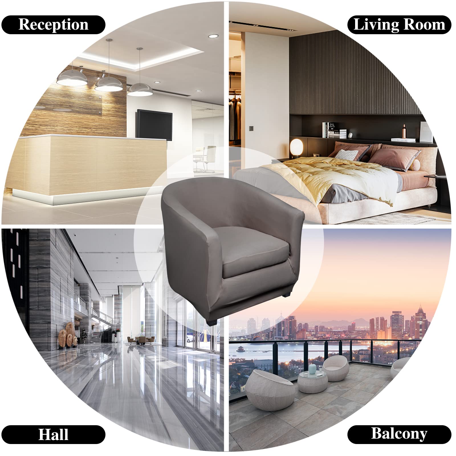 Jaotto Copripoltrona 1 Posto Elasticizzato,Fodere Copripoltrona Universale con Cuscino Separato,Copripoltrona Chesterfield Lavabile Antiscivolo per Bancone Soggiorno Tullsta,Grigio