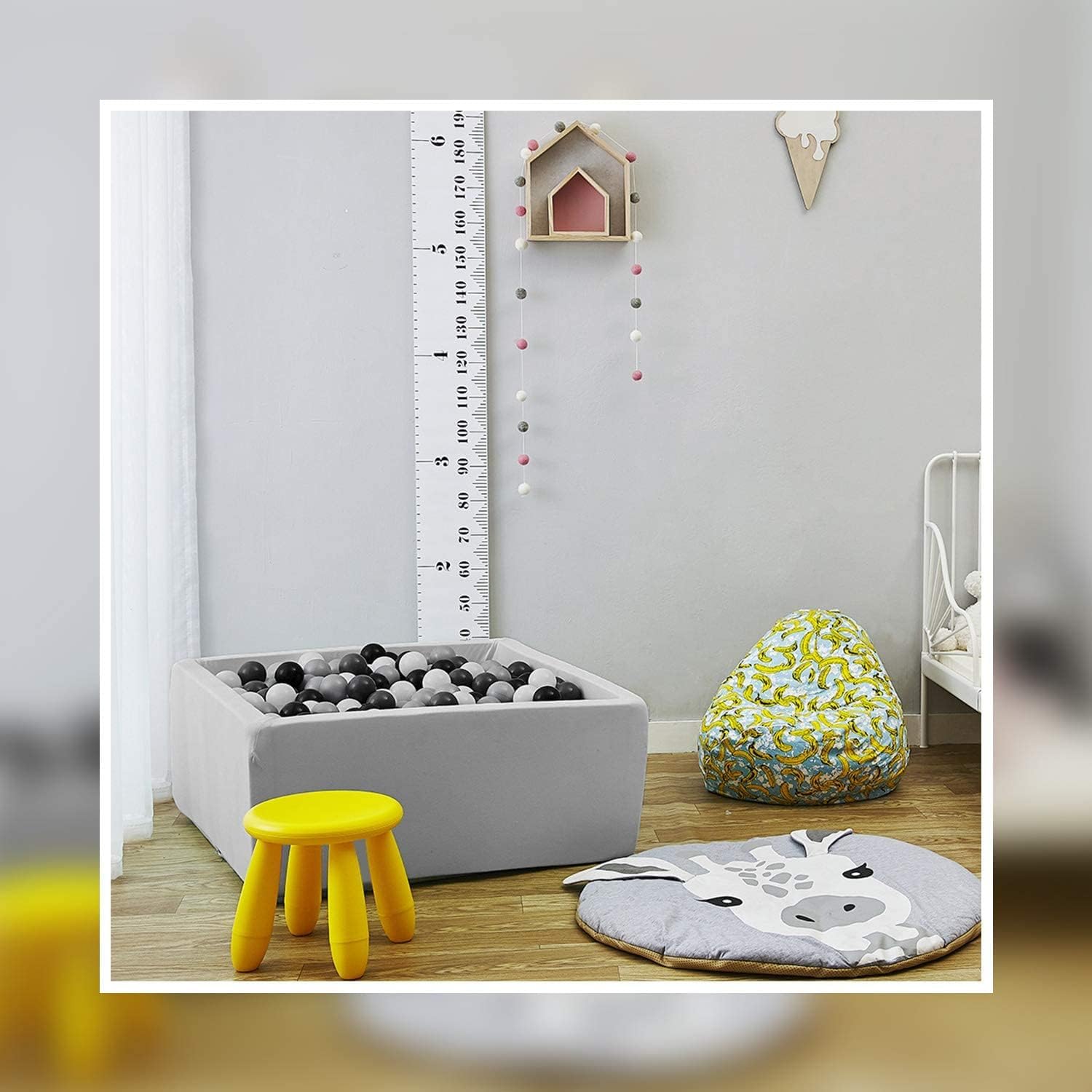 Square Foam Ball Pit for Toddler,35"x35"x12" Soft Ball Pit Pool with Removable Cover, Indoor Memory Sponge Ball Playpen Without Balls - Light Grey