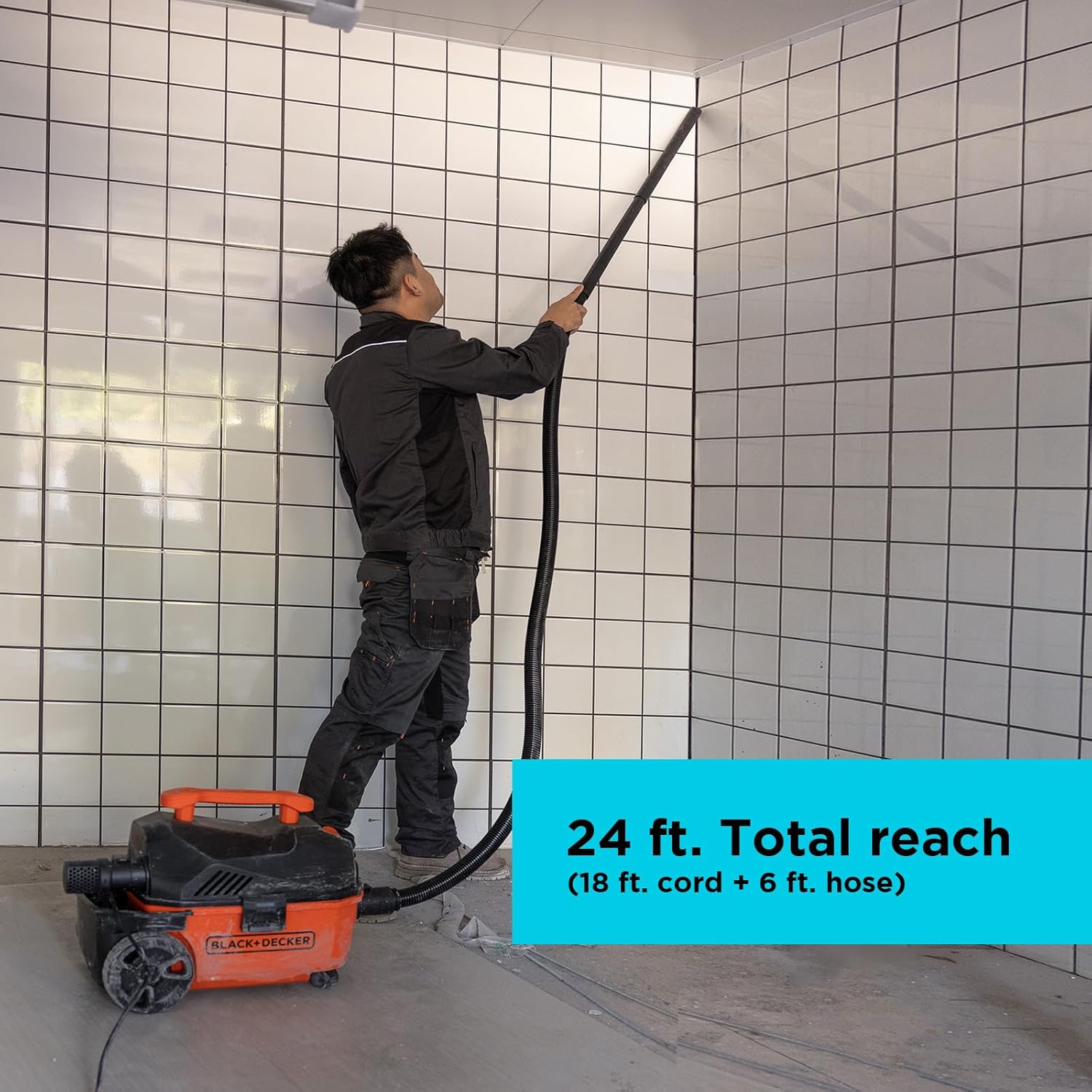 BLACK+DECKER Shop Vacuum Wet and Dry, 4 Gallon 5.0 Peak HP Wet/Dry Vacuum, Quiet Operation with Muffler, Long Reach Cleaning Range & On-Board Storage, Complete Accessory Set, BDXV18905P-4