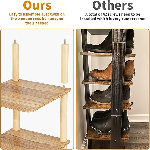 Miniatura 7 de LUCKNOCK Zapatero vertical, organizador de zapatos estrecho de 8 niveles para entrada, armario, dormitorio y espacios pequeños, estante de madera