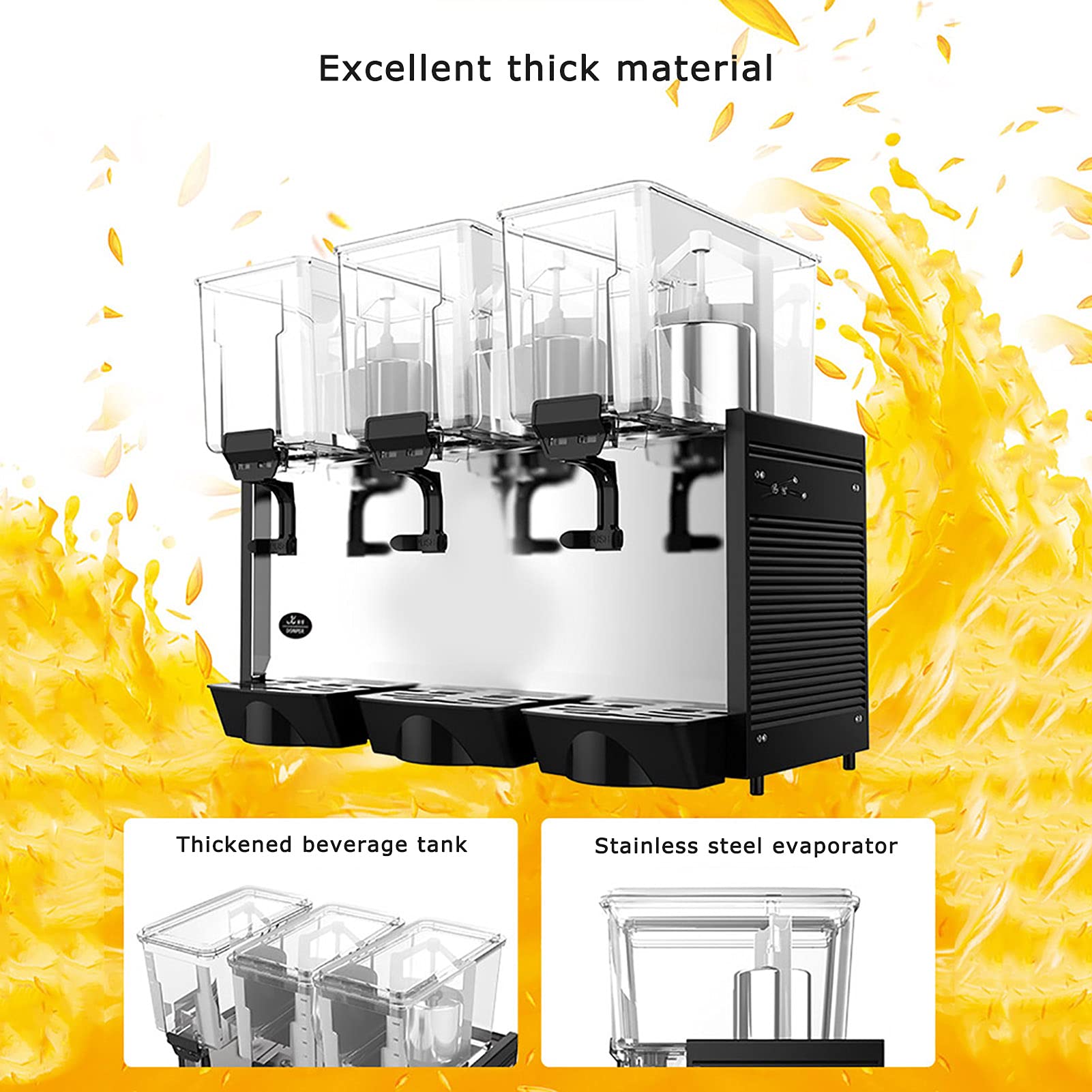 Máquina dispensadora de Bebidas Máquina de granizados Comercial Máquina de Bebidas frías de Doble Cilindro Caliente y fría Máquina de Jugo de Restaurante Acero Inoxidable para supermercados Cafés Re