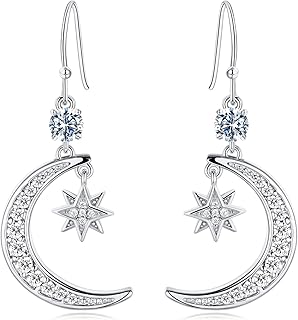 Dainty Gold Plated Moon & Star Dangle Earrings with CZ - Related Product | Generic Fashion Jewelry