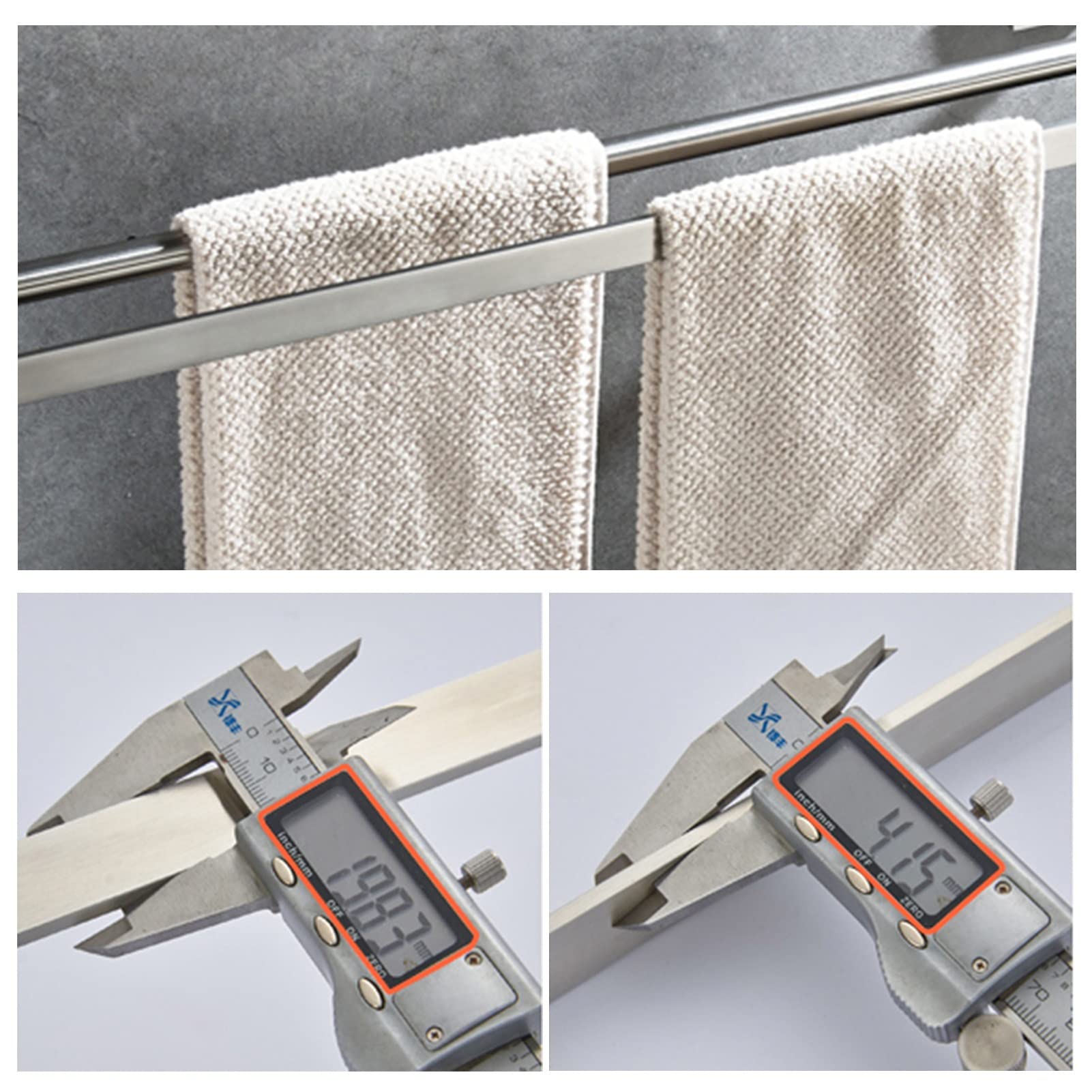 Handtuchhalter, Doppel-Handtuchhalter aus Edelstahl, Handtuchhalter mit gebürstetem Silber-Finish, an der Wand montierte Badetuchstange, mehrere Größen 40 cm, 50 cm, 60 cm, 70 cm, 80 cm Opti