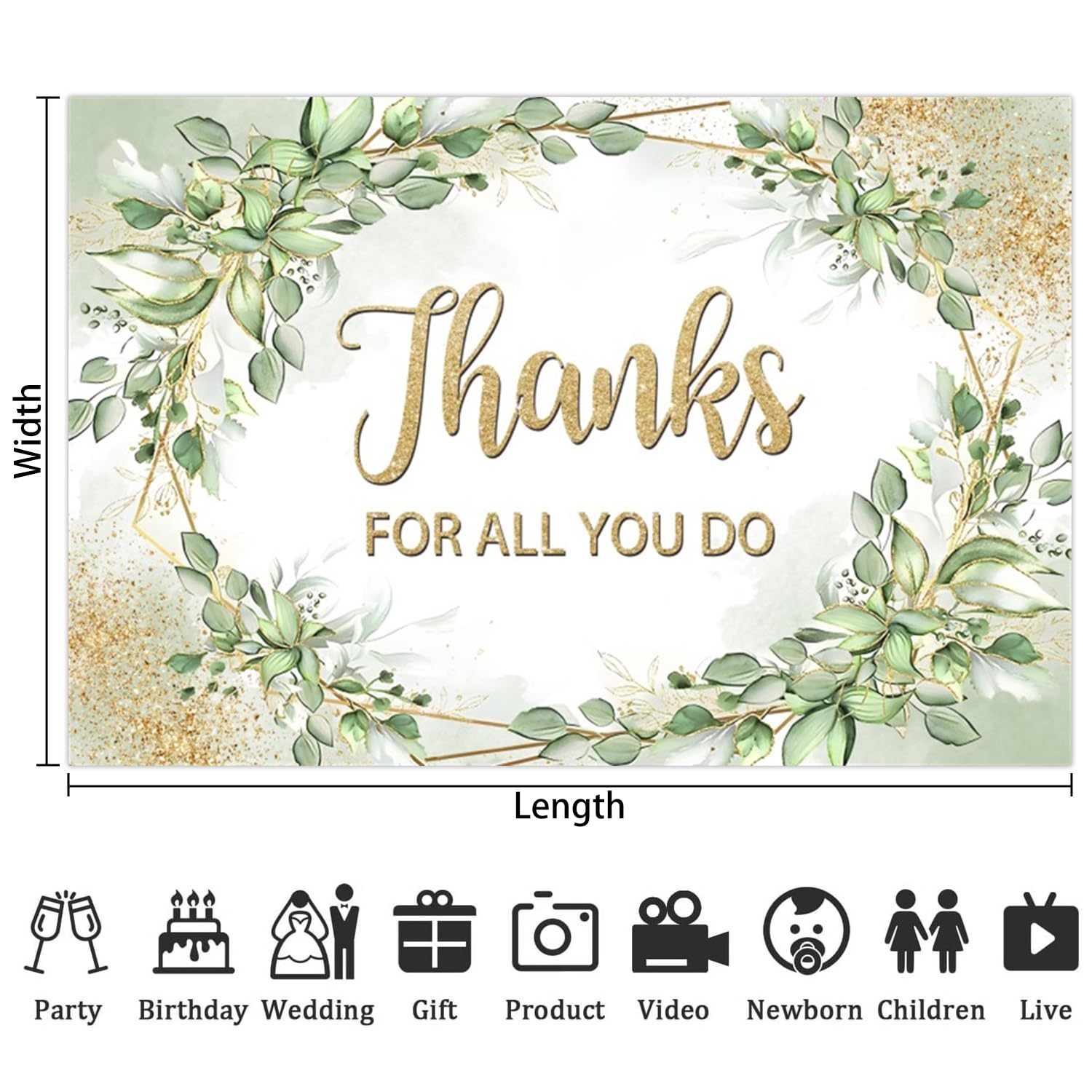 Leowefowa Fondali fotografici con scritta "Thank for All You Do", in vinile, 2,4 x 1,2 m, con scritta in lingua inglese "Thank for All You Do", per fotografie, insegnanti, medici, per pensionamento