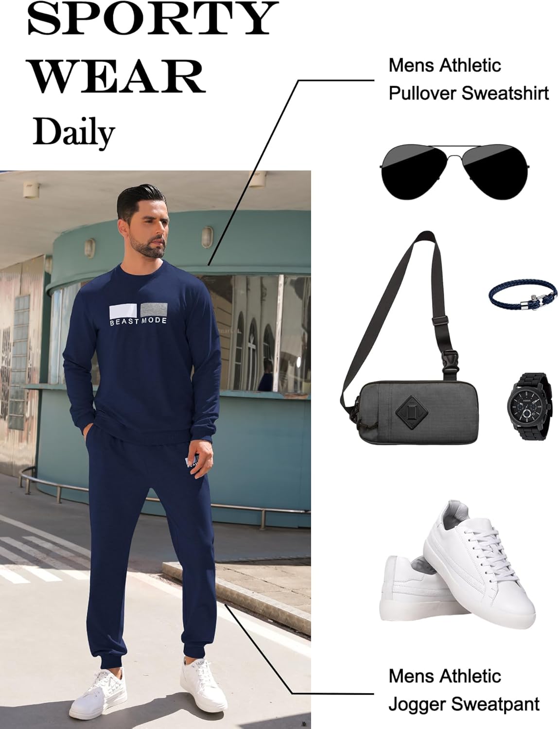 Babioboa Men's 2 Piece Outfits Long Sleeve Pullover Sweatshirt Tracksuit Jogger Sweatpants Sweatsuit Set - Image 5