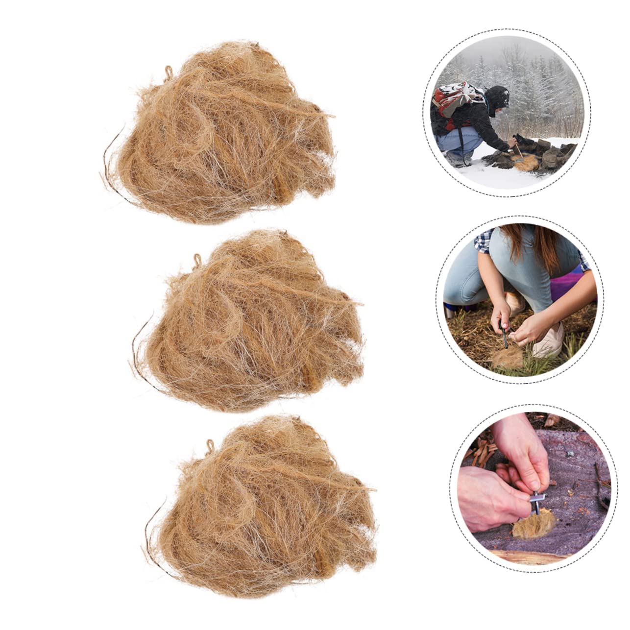 Arrancadores De De Yute Natural para Camping Aire Accesorio Práctico Y Ligero para Encender Fuegos Barbacoa 3 Piezas X 4
