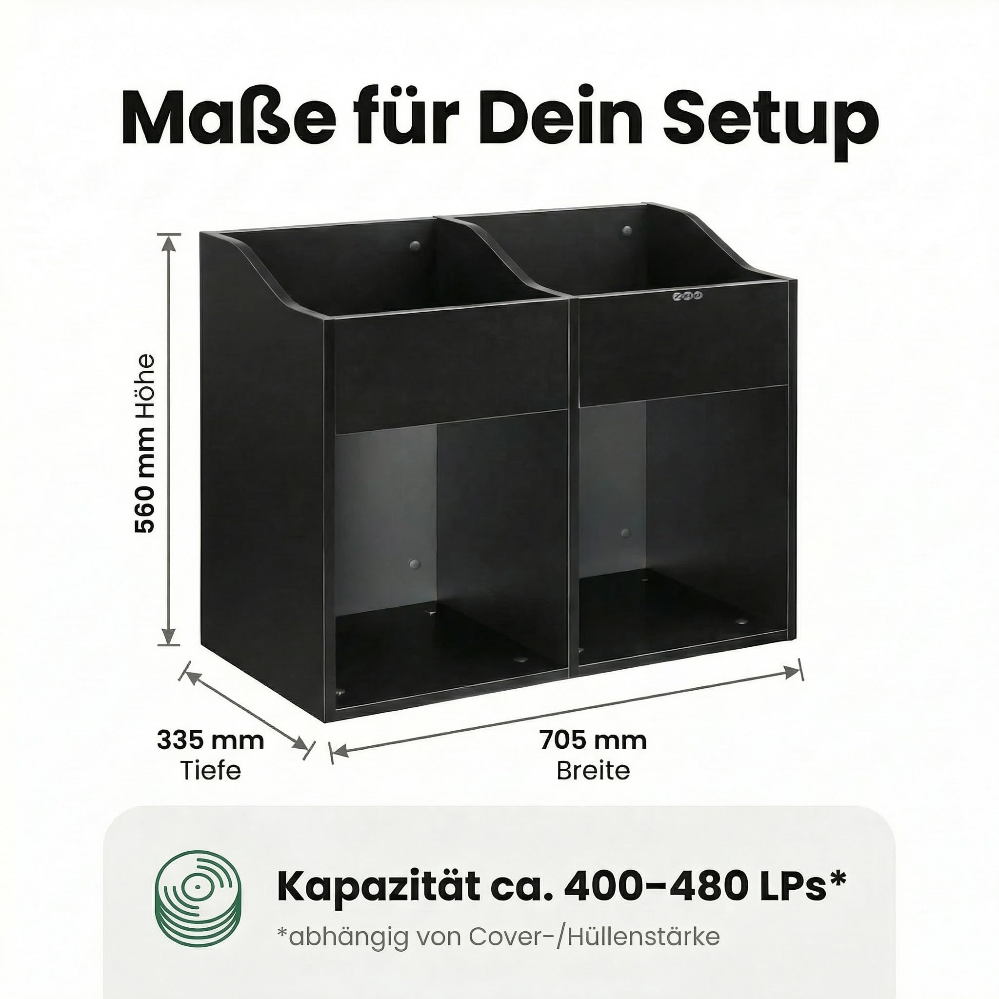 ZOMO Mobiletto per Vinili Vs-Box 200/2 Nero