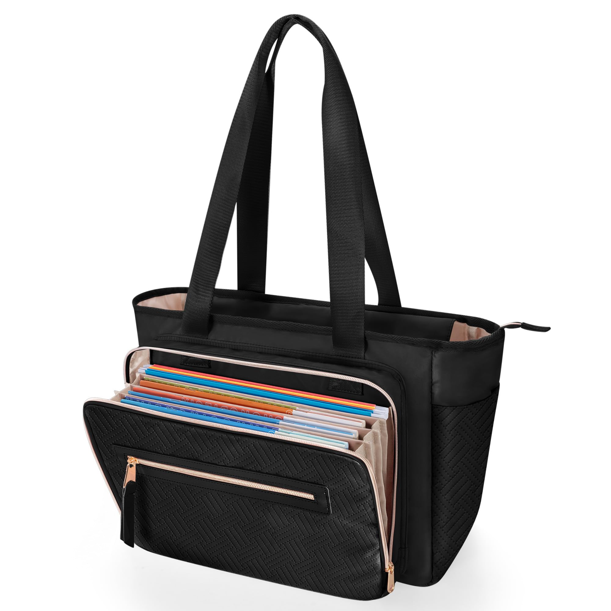 Lehrertasche für Damen, Lehrer Arbeitstasche 15,6 Zoll Laptoptasche mit Akkordeon Akten Organizer, Praktische Damen Computertasche für Lehrer, Designer, Büro, Uni, Reisen