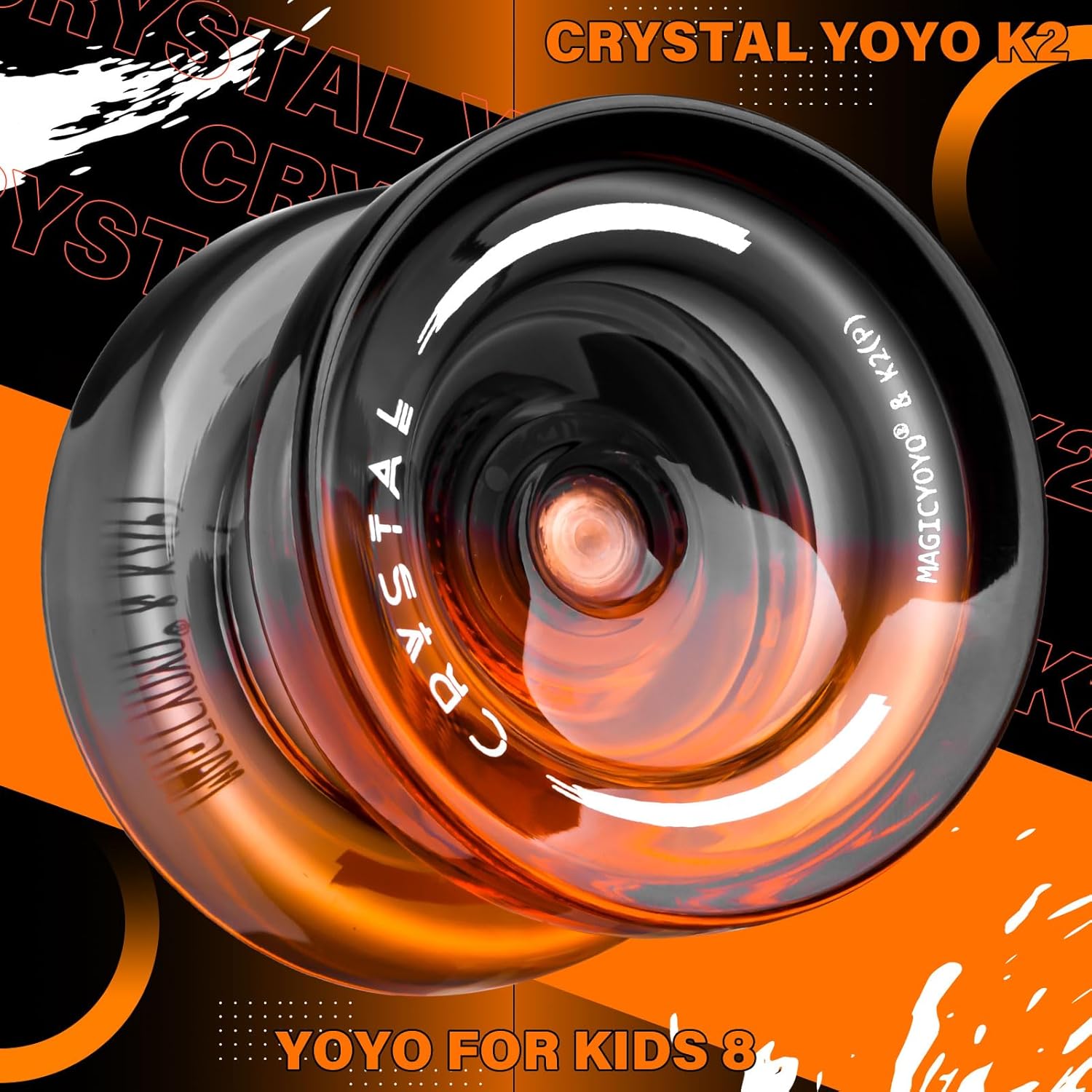 MAGICYOYO Pack of 3 Responsive Yoyos for Kids Beginners, K2 (Crystal YoYo with 3 Yo Yo Gloves, 3 Yo-yo Bags, 18 Yoyo Strings (Black Green+Black Blue+ Black Orange)