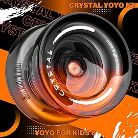 MAGICYOYO K2 Responsive Yoyo for Kids Beginners Yo-Yo with 2 Yo yo Gloves, 1 Blue Sack, 1 Red Sack, 12 Yo-yo Strings (Crystal Black Orange + Black Green)