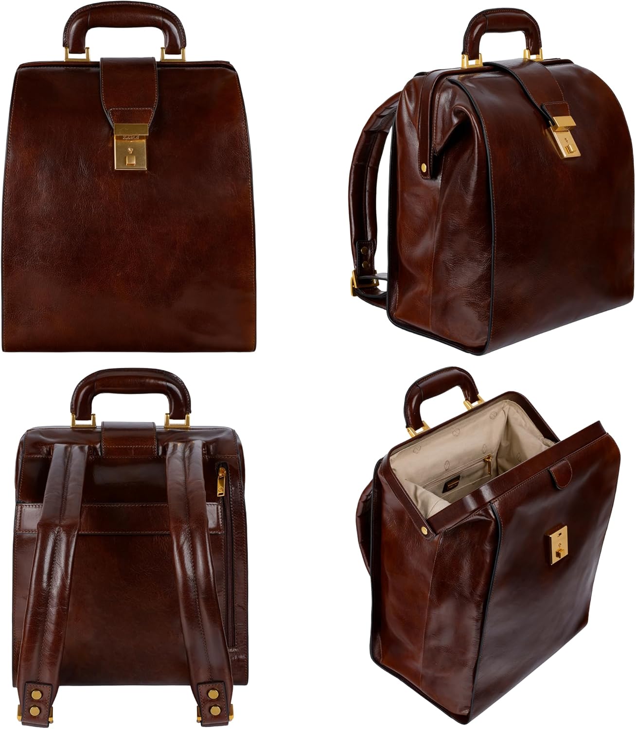 Time Resistance Leather Backpack for Men and Women - Business Rucksack Laptop Bag (Brown) - Image 7