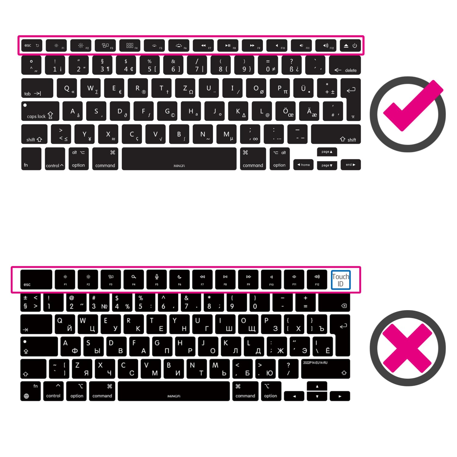 Copritastiera Silicone italiano per MacBook Pro 13" A1278 A1425 A1502 (2008–2017), Air 13" A1369 A1466 (2010–2017), Pro 15" A1398 A1286 (2008–2015), Pro 17" A1297 (2011) EU/ISO - Nero
