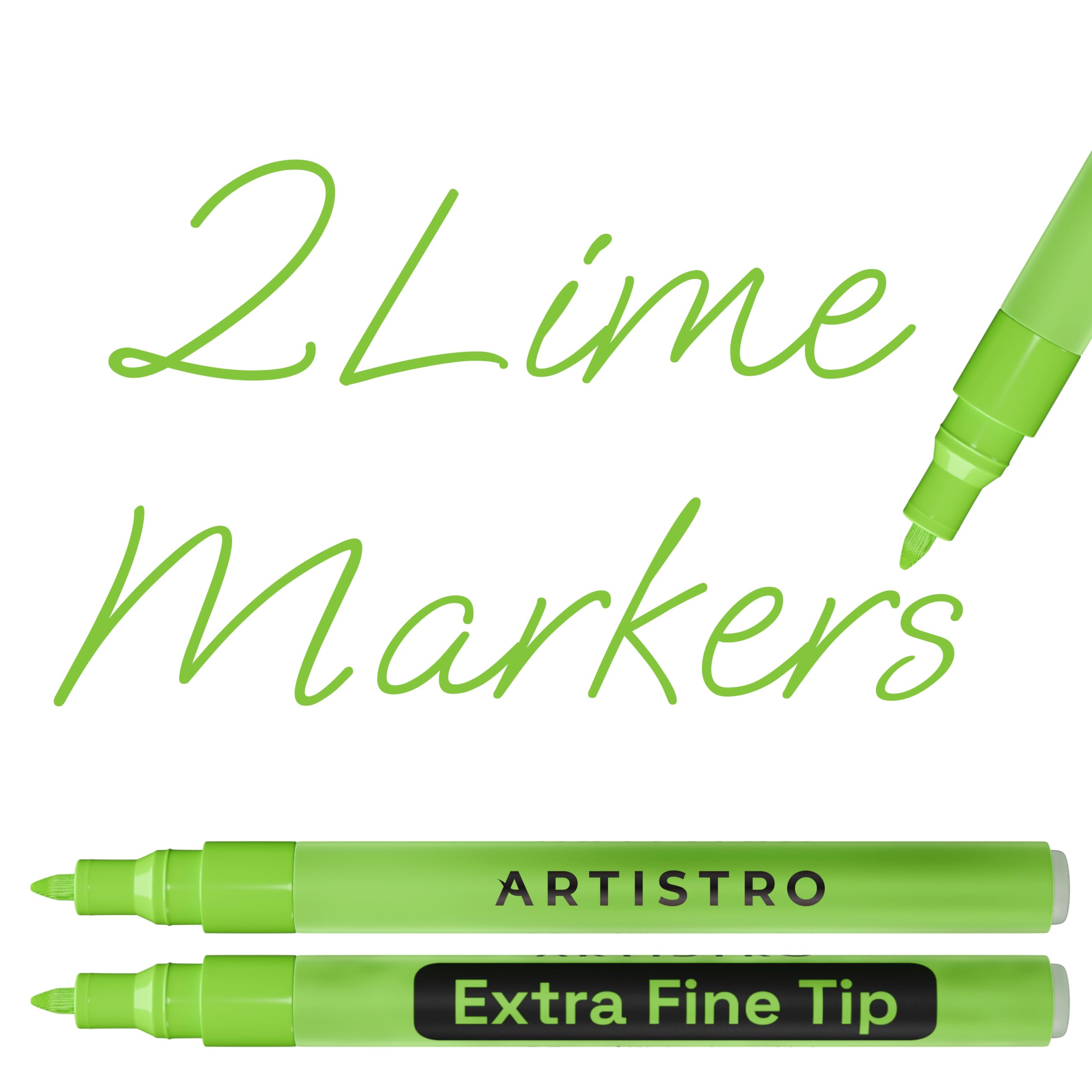 ARTISTRO Light Green Acrylic Paint Markers - 0.7mm Extra Fine-Tip - 2 Set