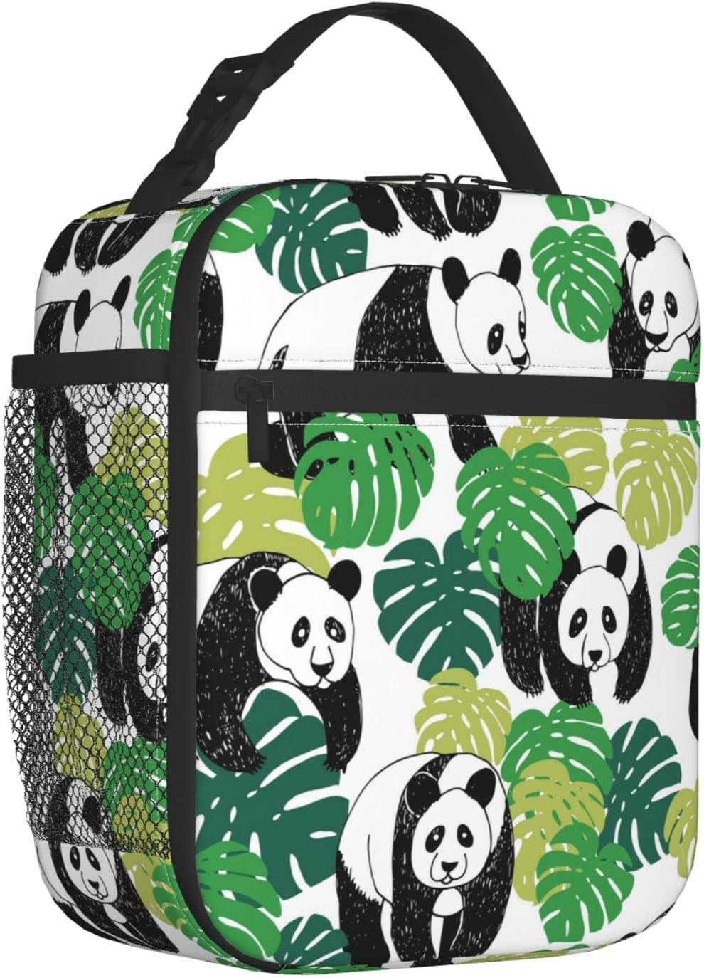 SJOAOAA Rportable Lunch Bag for Women/Men Insulated,Pandain Sketch Style Hand,Insulatedreusable Lunch Box for Office Work School Picnic Beach,Leakproof Cooler Tote Bag