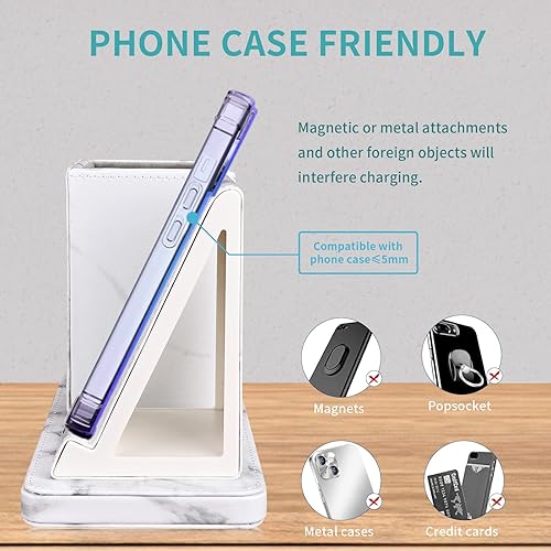 Miniatura 12 de Cargador inalámbrico con organizador de escritorio, estación de carga inalámbrica para iPhone 13/13 Pro Max/13 Pro/12 Series/11/XS Max/XR/X/8Plus/SE