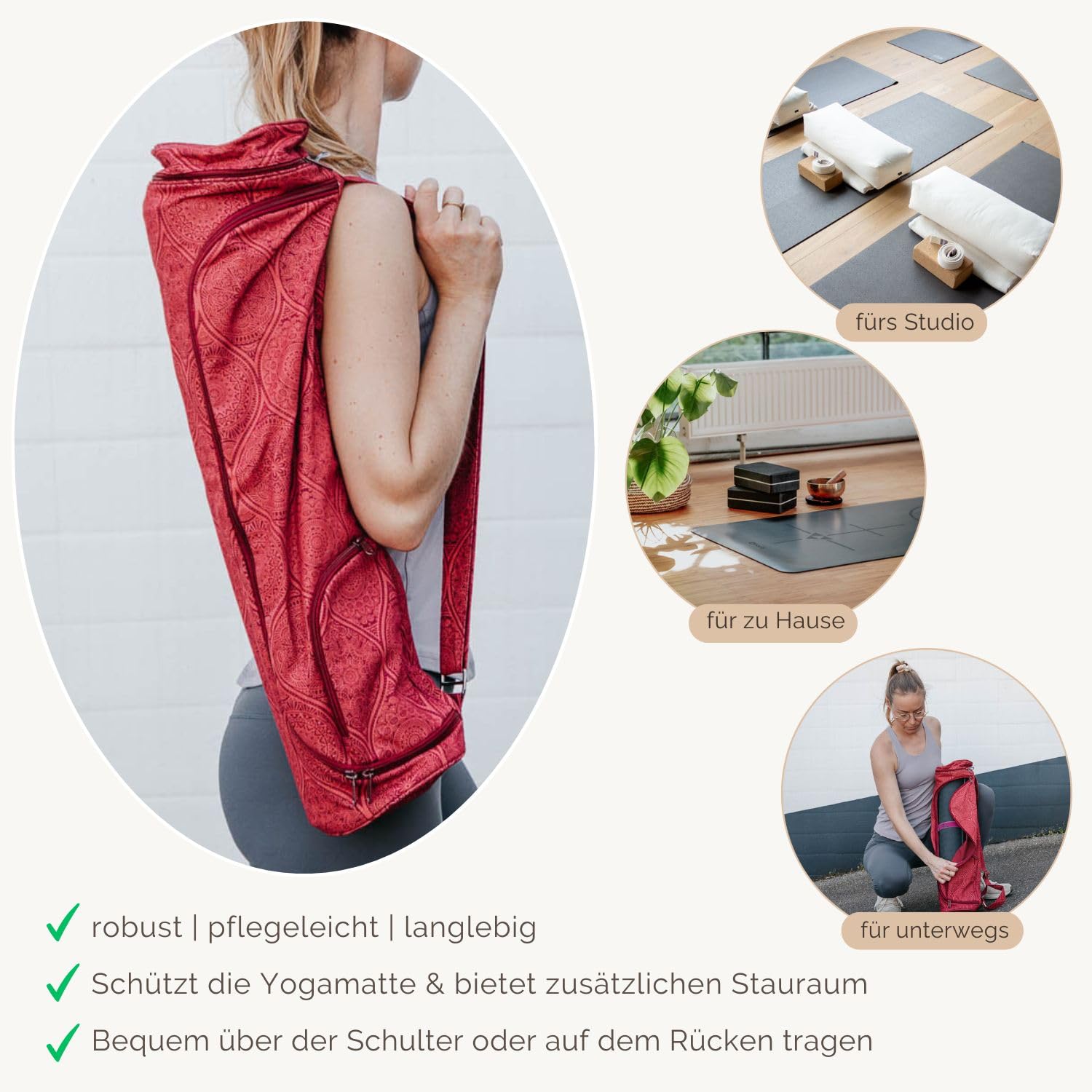 Bodhi Yogatasche ASANA Bag Cotton | Maharaja Collection | Yogamattentasche in verschiedenen Größen | Baumwolltasche für Yogamatte & Zubehör | inkl. Außentaschen