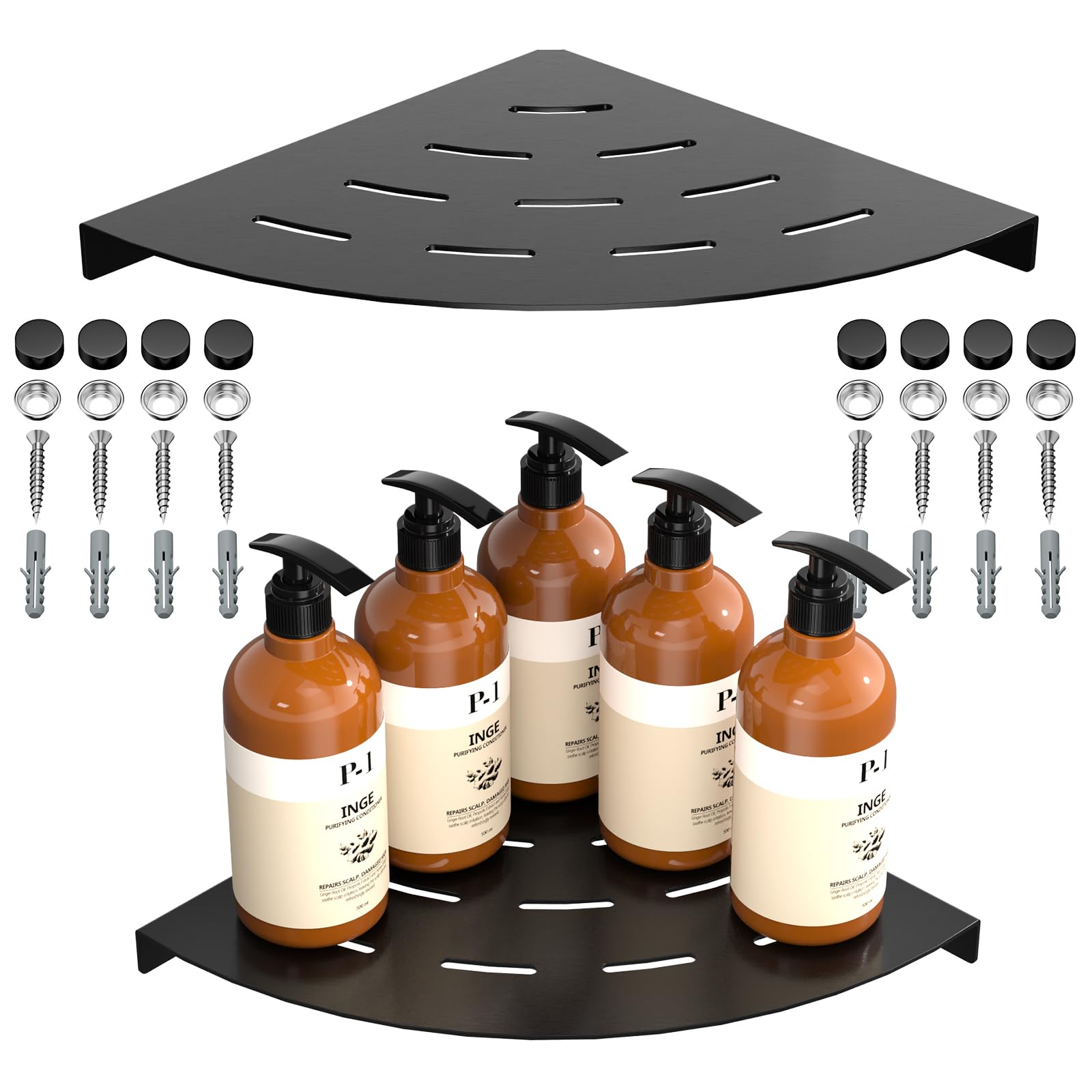 2 Pack Corner Shower Shelves Load Capacity 40 lbs 304 Stainless Steel Shower Corner Shelf Will not Rust 8in Shower Shelf for Inside Shower Matte Black